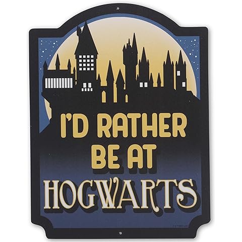 Harry Potter I'd Rather Be at Hogwarts Metal Sign - Fun Hogwarts Wall Decor for Bedroom or Movie Room