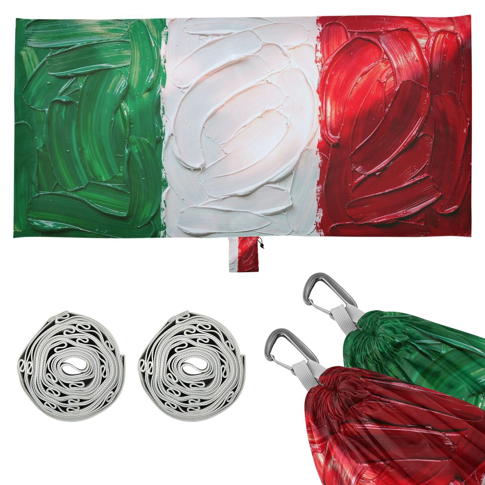 Hamaca plegable con bandera de Italia, color verde y rojo, para interiores y exteriores