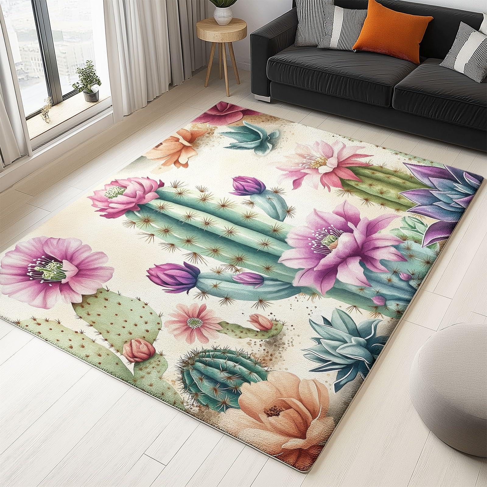 Tapis de chambre à coucher pour filles floral et antidérapant pour le salon
