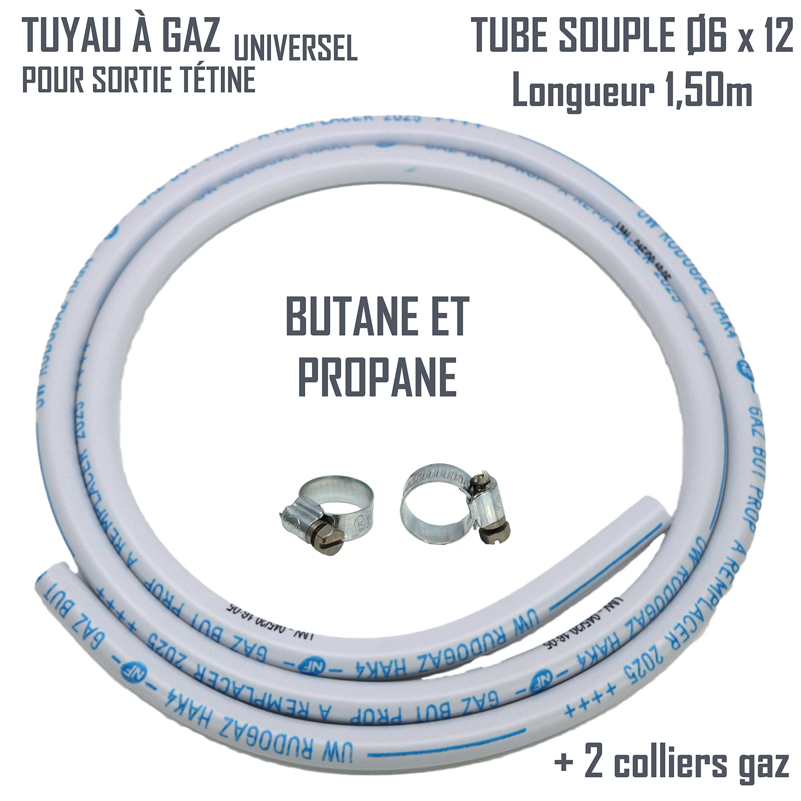 Cao Mixte Kit Flexible De - Longueur Du 1,50 M Diamètre Intérieur : Ø 6 Mm 12 Tuyau À Gaz Universel, Blanc, 150cm EU