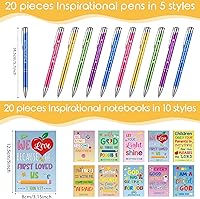 Vista 2 de Fulmoon 40 piezas de regalos cristianos para niños, cuadernos motivacionales con versículos bíblicos, bolígrafos religiosos, citas inspiradoras