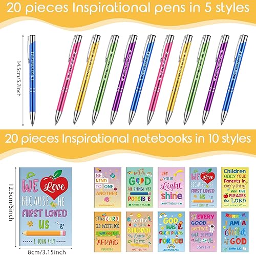Miniatura 2 de Fulmoon 40 piezas de regalos cristianos para niños, cuadernos motivacionales con versículos bíblicos, bolígrafos religiosos, citas inspiradoras,