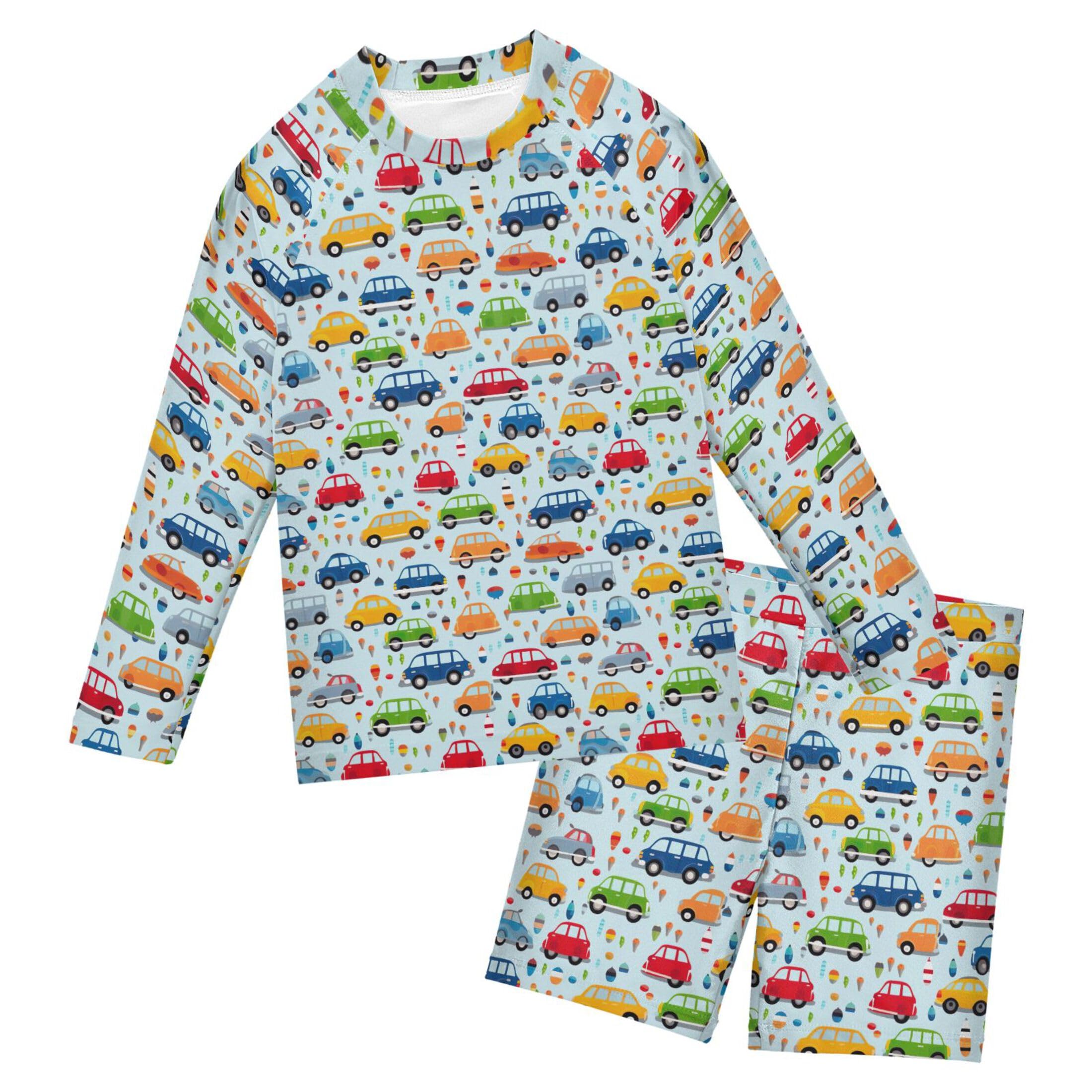 Car Toy Cute Baby Boys' Toddler Long Sleeved Rashguard Swim Bathing Suit Set B0402715