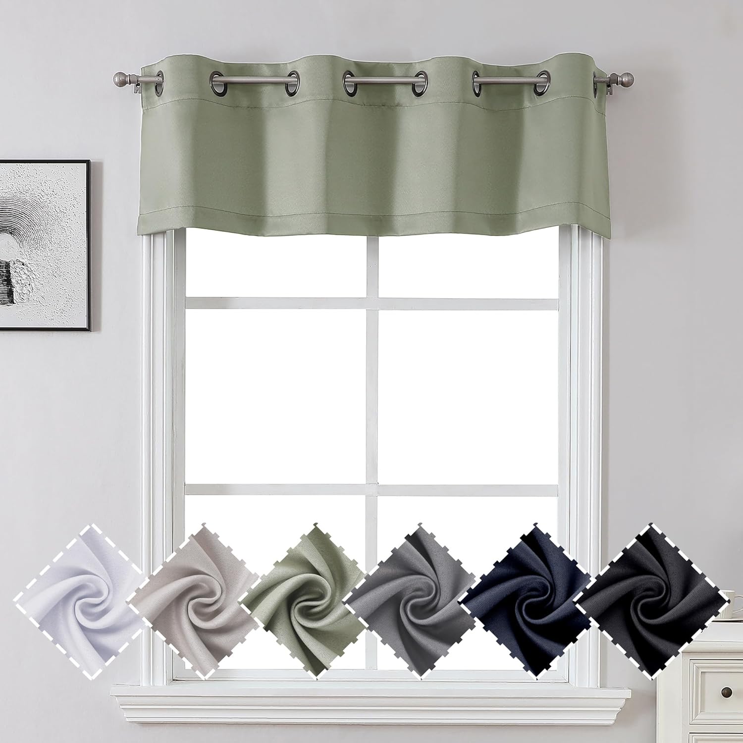 Chyhomenyc Athena Satin Green Window Valance for Kitchen