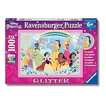 Ravensburger – Puzzles XXL Disney Princess Glitter | Puzzle Bambini 6 Anni In Su | Puzzle Ravensburger 100 Pezzi | Giochi Per Bambini 36 X 49 Cm | Regalo Bambina 6 Anni O Più