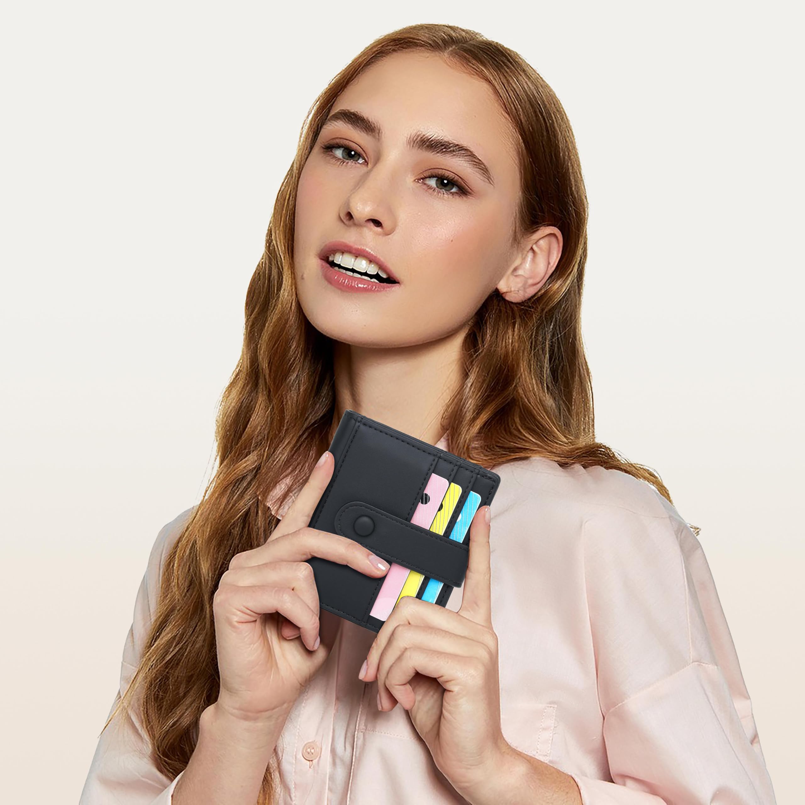 sonluk Slim Wallet for Women,RFID Blocking Bifold Credit Card Holder For Women-Leather Small Card Wallets Woman(black)