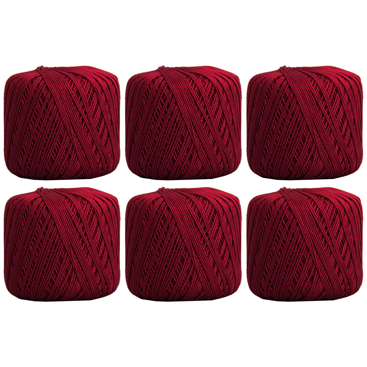 ThreadArt 100% Cotton Crochet Thread Size 3, 6 Ball Pack, Burgundy 37