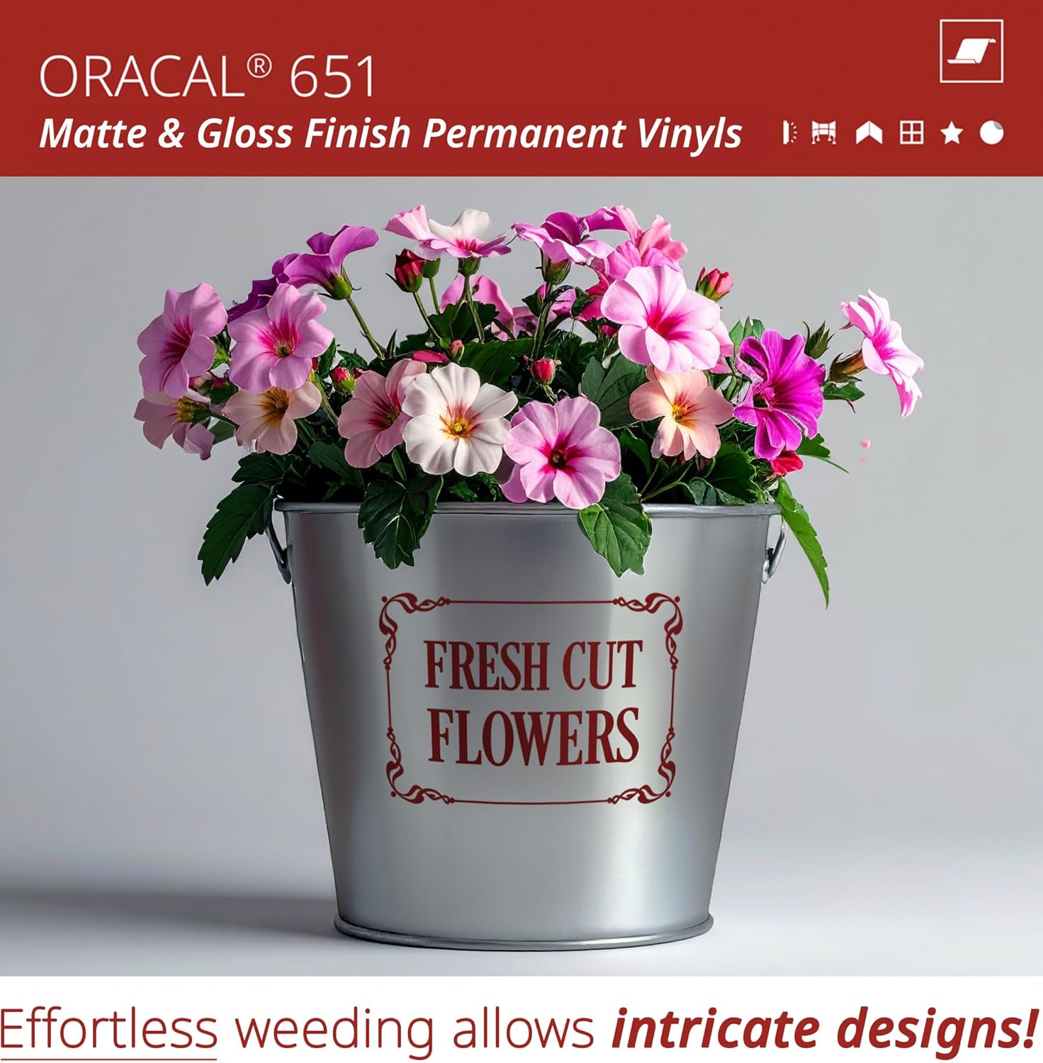 ORACAL 651 Matte Burgundy Vinyl Durable Roll Easy to Weed Permanent Adhesive Craft Vinyl for Plotting Machines, Decals & DIY Projects 12" x 150ft