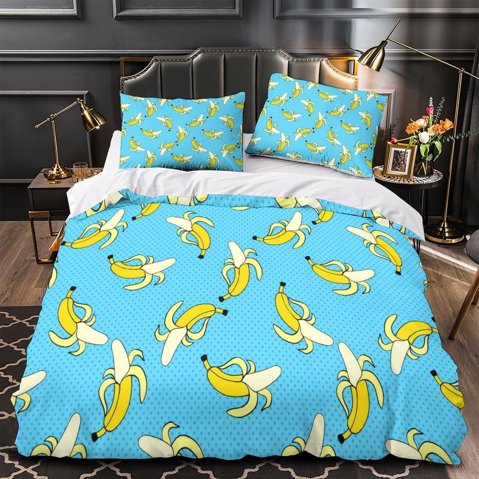 Jqkzxnhpdr Xzb4vojz1s9f 3D Printed 3Pcs Bedding Set Room Decor Hidden Zipper Ultra Banana Comforter Cover Hypoallergenic All Season For Youth,Kids,Teens Pop Quilt Cover Single（135X200cm）