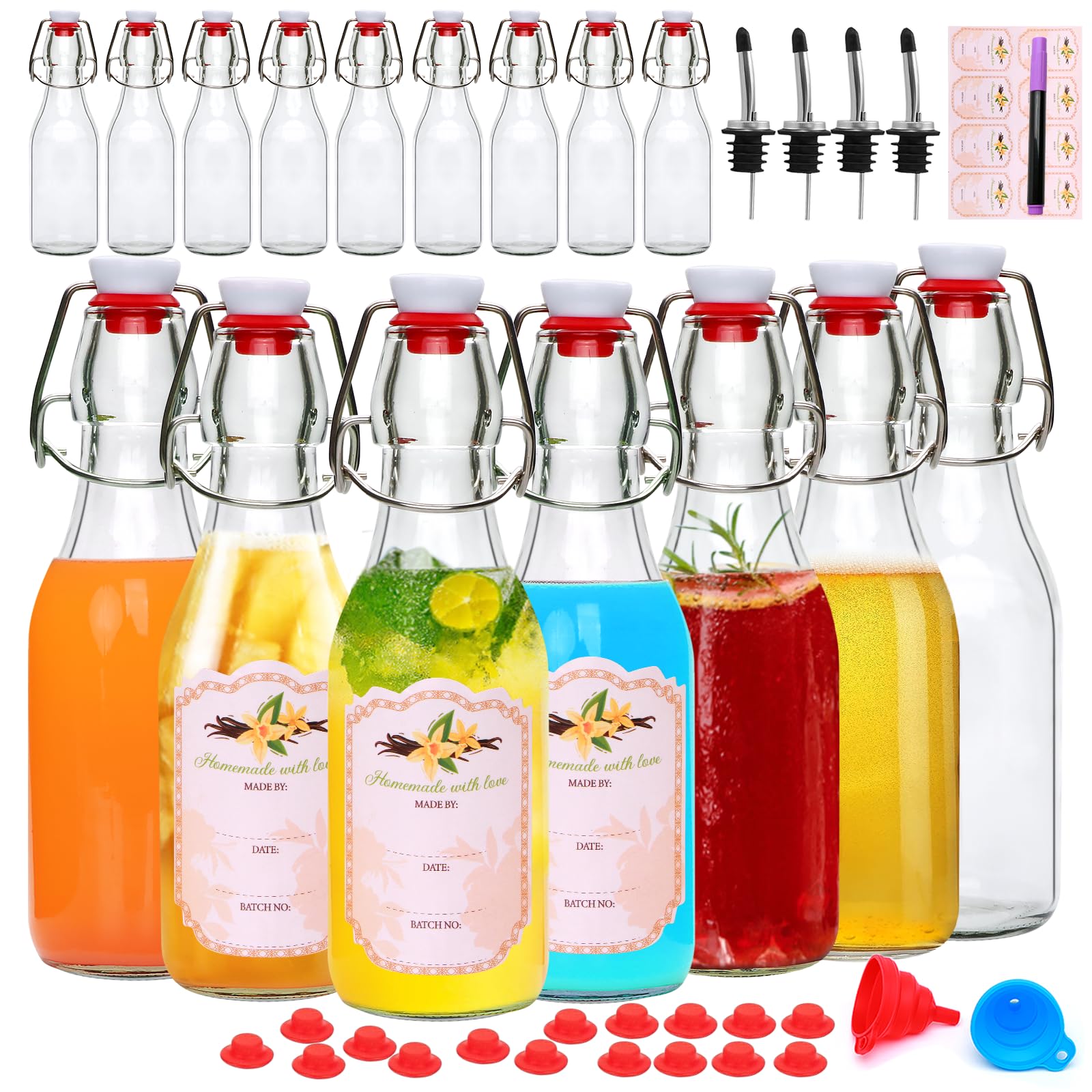 Amazon.com: QAPPDA 16 Pack 8 oz Swing Top Glass Bottles with