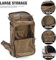 Vista 4 de Mardingtop 75L Military Internal Frame Backpack for Men, Cordura Tactical Backpack with Recco for Snowboarding,Hiking,Camping