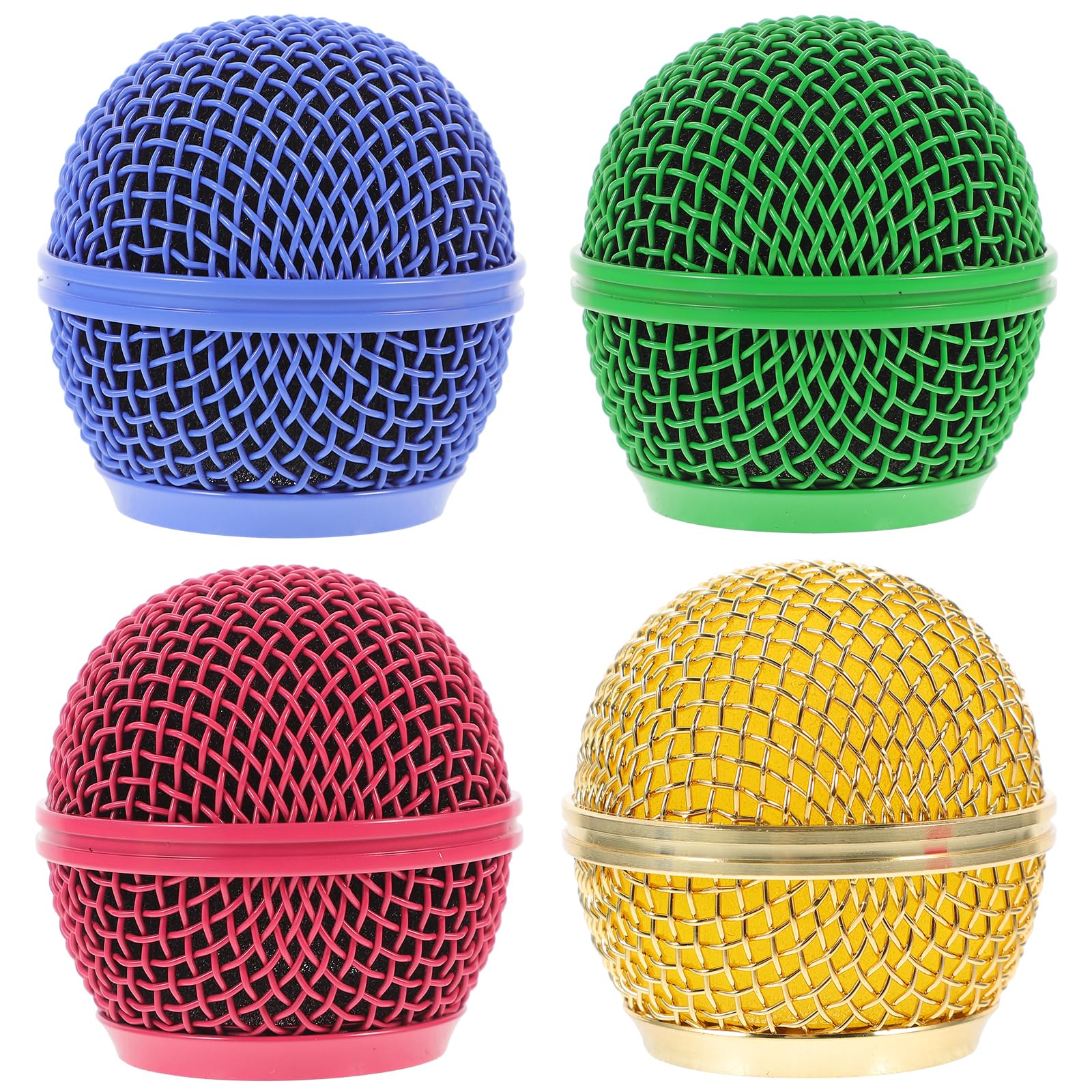 4pcs Microphone Mesh Grill: Metal Microphone Grille Replacement Microphone Grill Heads Color Compatible with SM58