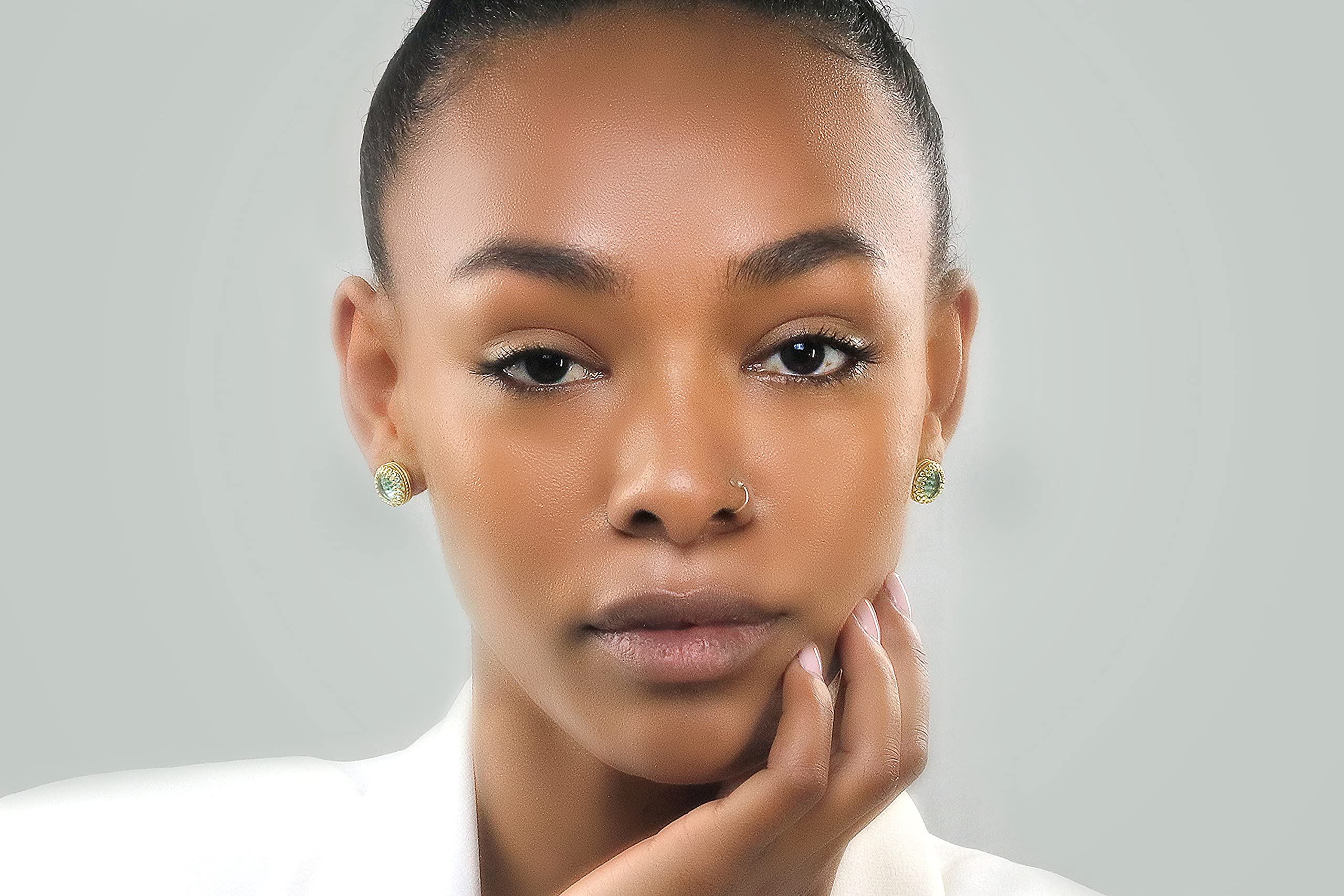 Pendientes de Oro Rosa con Topacio Azul para Mujer - Joyería Fina Hecha a Mano Pendientes Colgantes de Oro para Ocasiones y Uso Casual - con Caja de Regalo