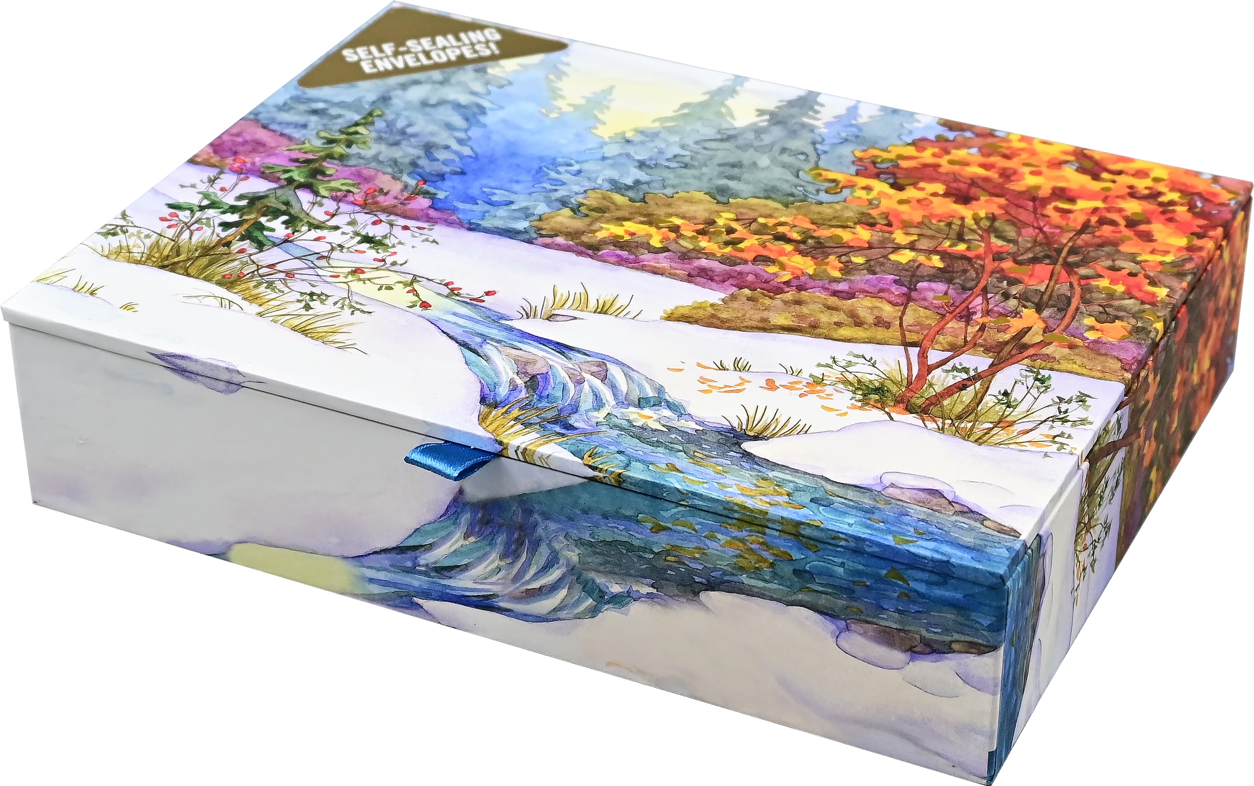 Winter Tapestry Deluxe Boxed Holiday Cards (20 cards, 21 self-sealing envelopes), White, Gold, Orange, 7 x 5 inch - Image 4