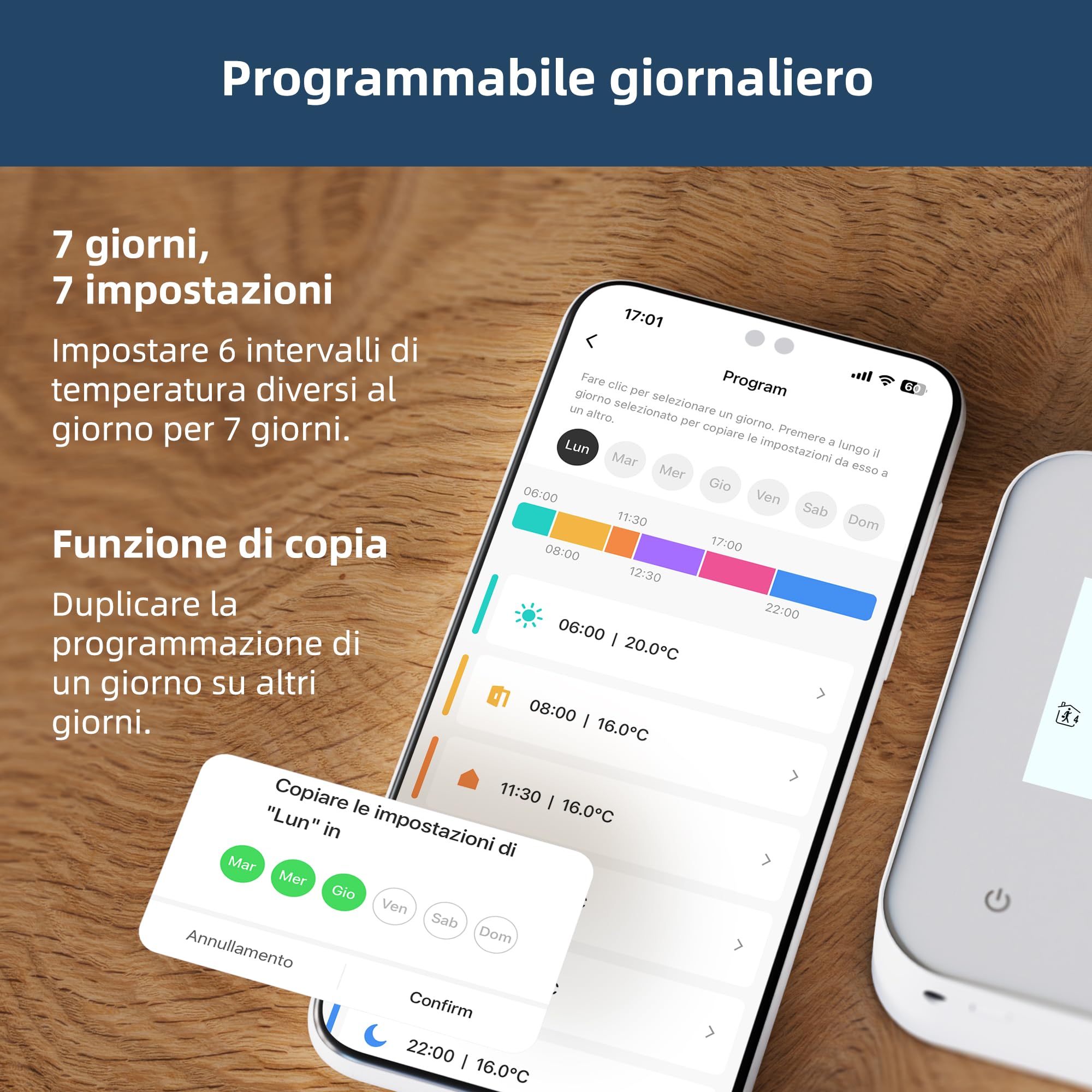 Termostato WiFi alimentato a batteria, termostato intelligente Tuya programmabile, compatibile con il controllo vocale Alexa e Google Assistant, l'app può condividere i dispositivi, bianco