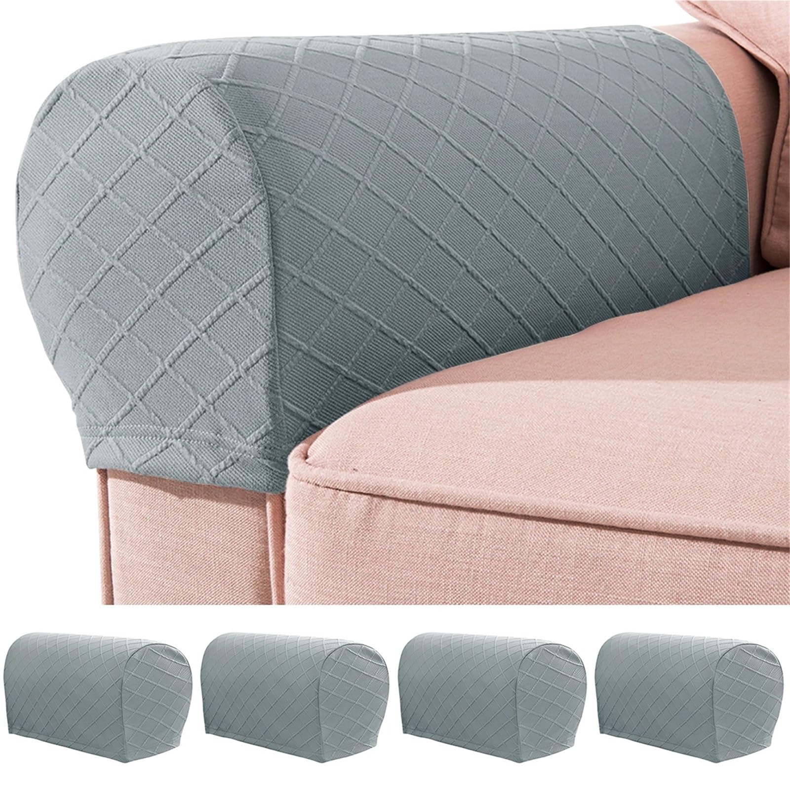 Sofa Armlehnenbezüge 4Pcs Stretch Armrest Covers Breathable Arm Covers for Chairs Couch Sofa Armchair Slipcovers for Recliner Sofa Decorate Your Sofa(Light Grey 4pcs)