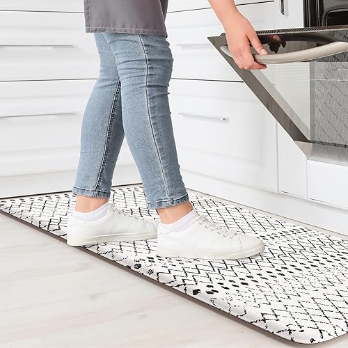 Vista 53 de KIMODE - Juego de 2 tapetes de cocina bohemios, antifatiga, antideslizantes, impermeables, ergonómicos, acolchados, cómodos, para lavandería, Caqui