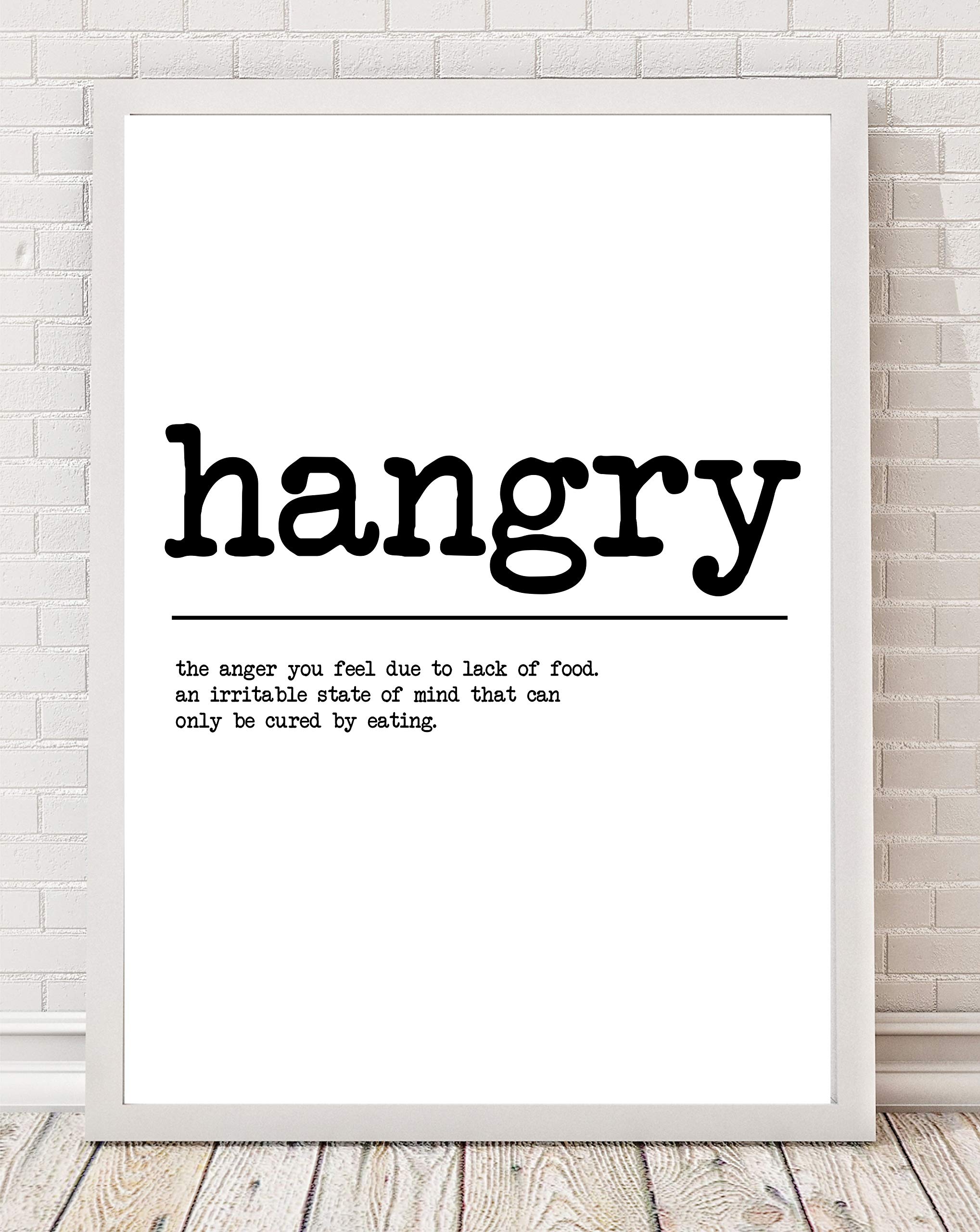 Print Galore White Hangry Typography A4 Poster Print Po298