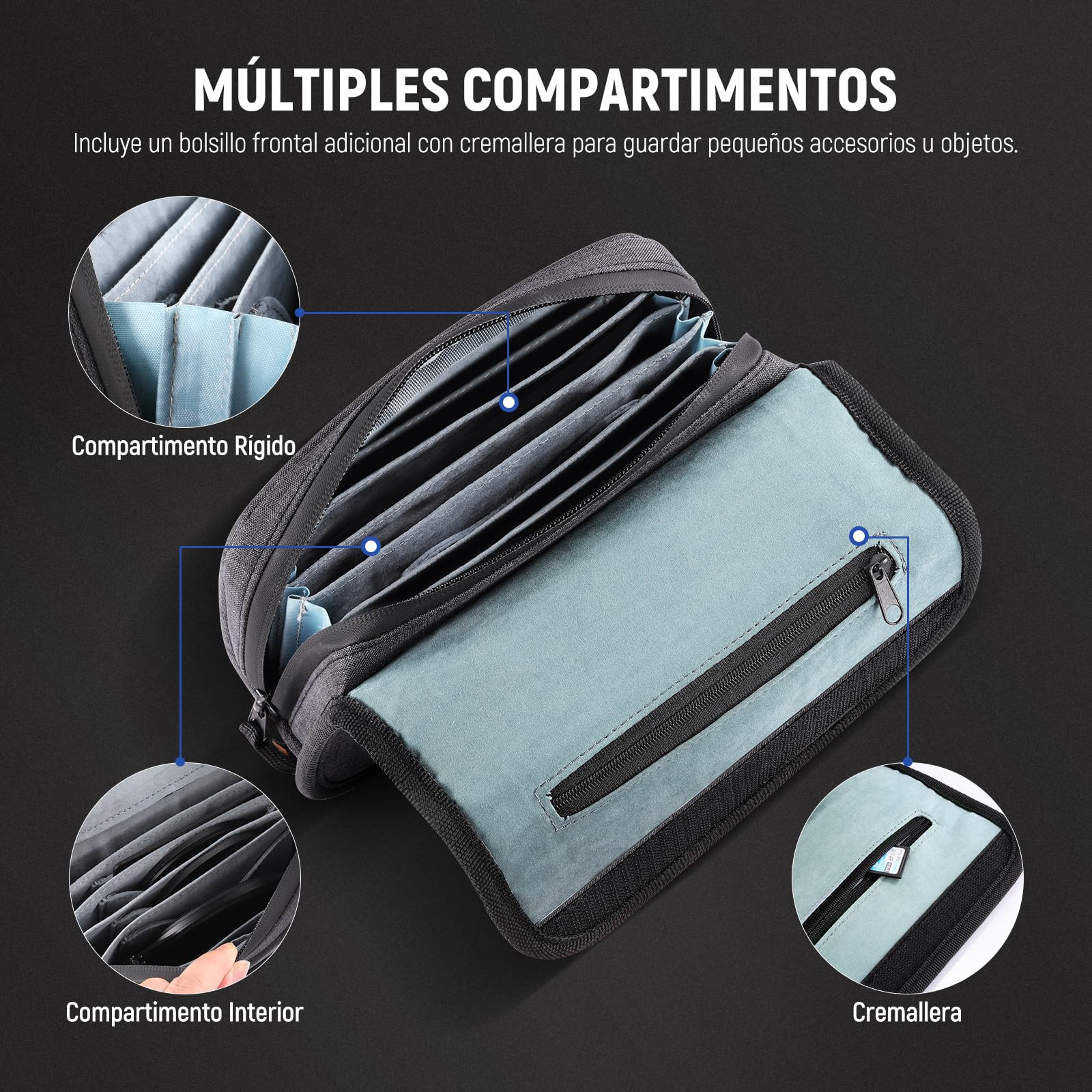 NEEWER Estuche para Filtros Lente Cámara con Carcasa Dura Resistente al Agua, 6 Bolsillos Suaves, Correa de Hombro, Bolsa para Filtros de Fotografía para Filtros Cuadrados 4''x 4'', 4''x 5.65'',PB025