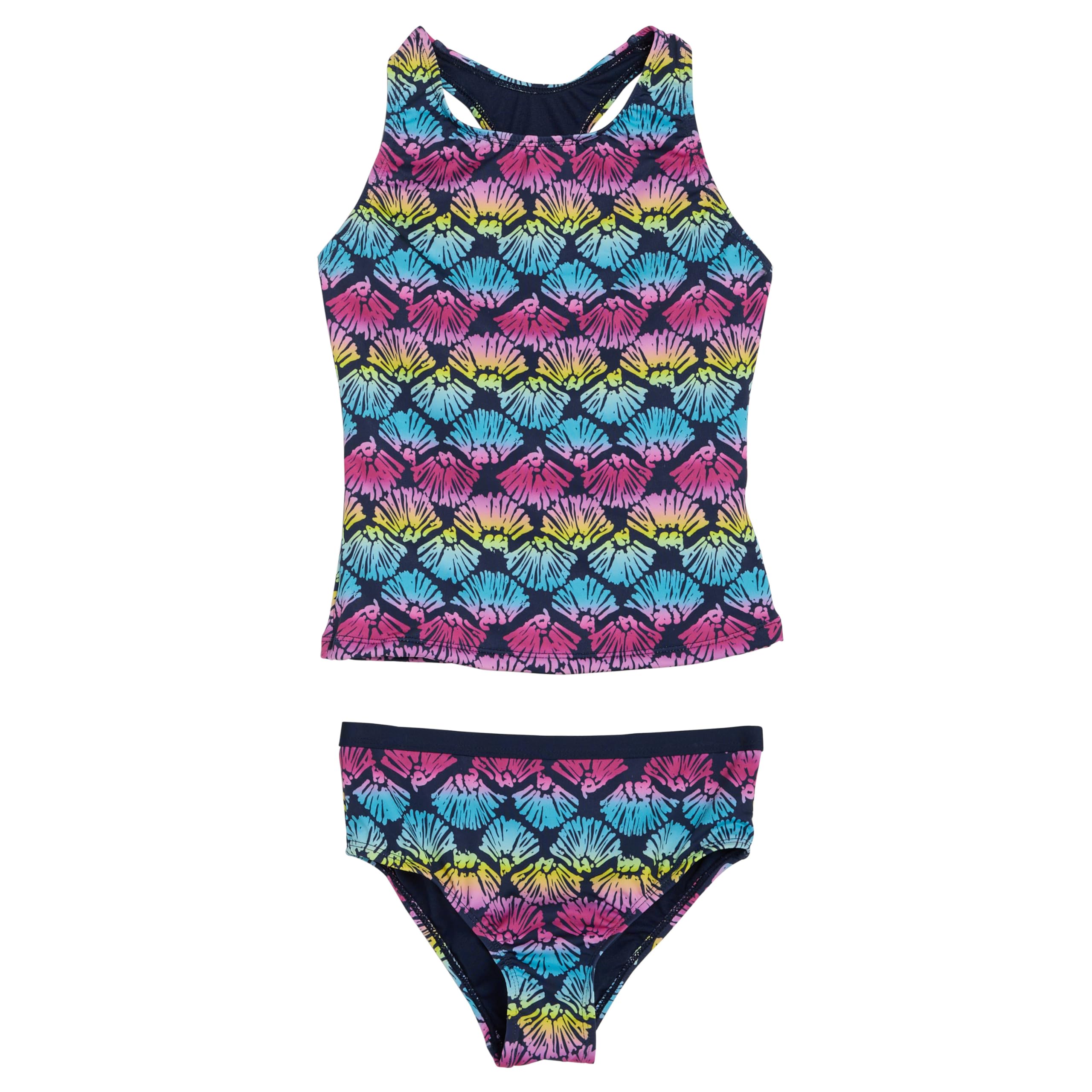 Lands' End Girls' UPF 50+ Swim Bikini Bottom and Racerback Tankini Set
