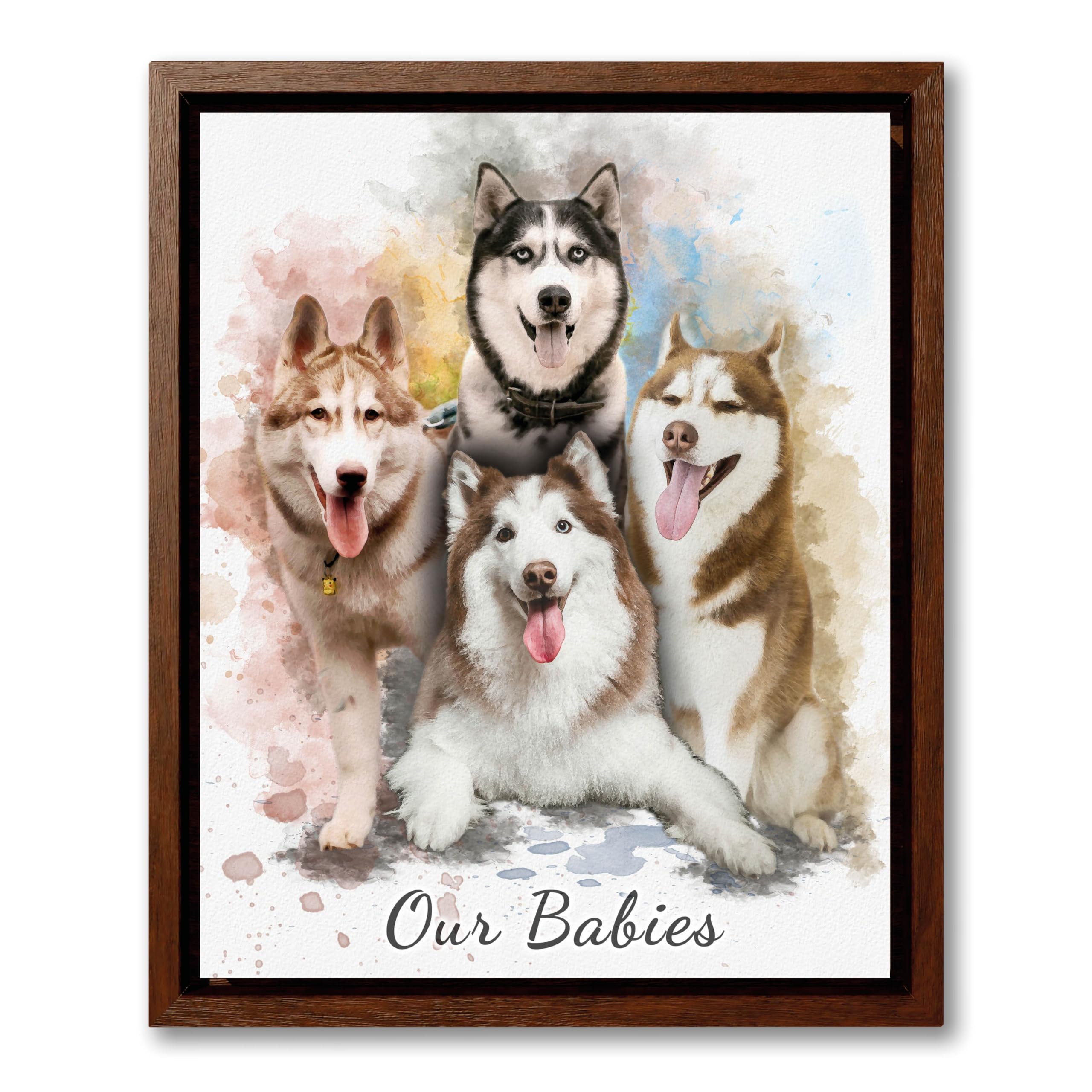 Custom Dog Portrait Personalized Pet Memorial Gift Watercolor Canvas Wall Art Unique Animal Painting From Photo Sympathy Present For Loss Of Companion Artwork