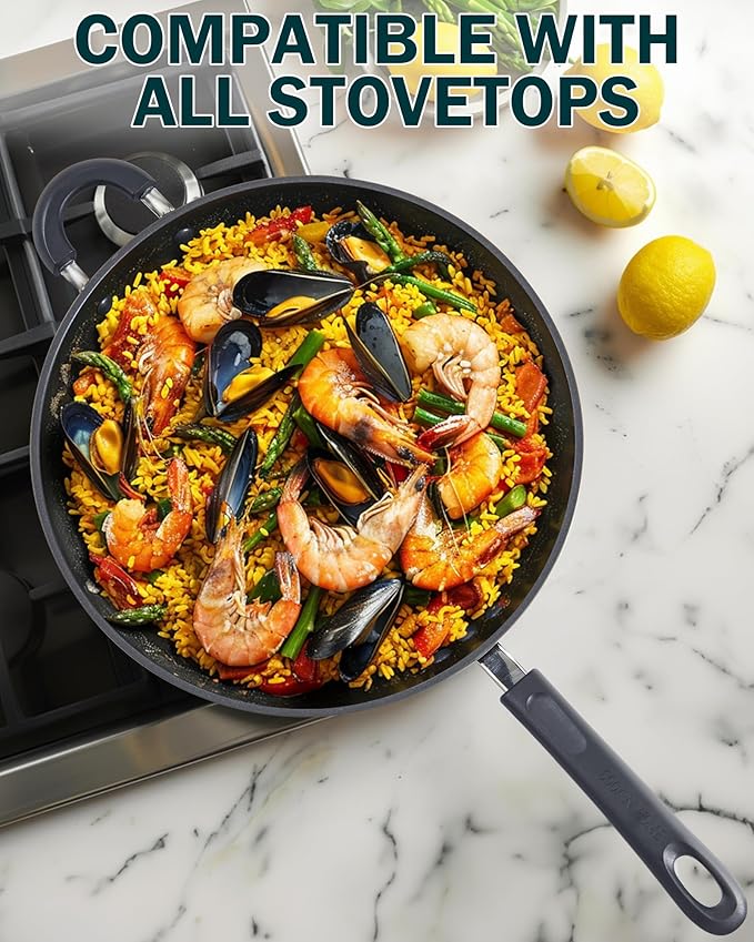 Wok Antiadherente 12 Pulgadas Con Tapa Cook N Home Anodizado Duro miniatura 3