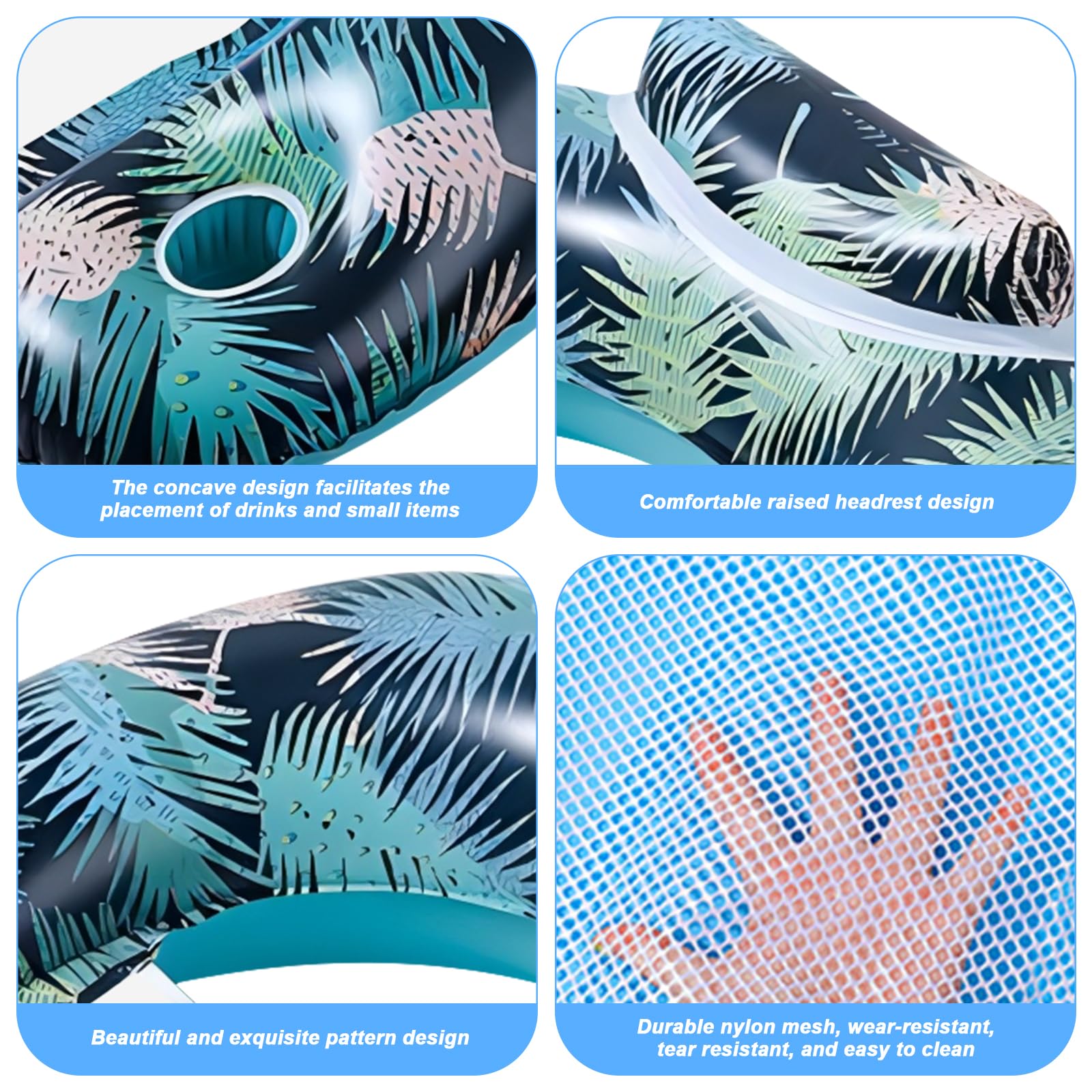 Valicaer Pool Float Water Hammock,Inflatable Pool Swimming Chair U Seat Pool Lounge Water Hammock Chair Air Mattress with Cup Holder Inflatable Rafts Saddle Drifter Floating Chair Portable for Adults - Image 3