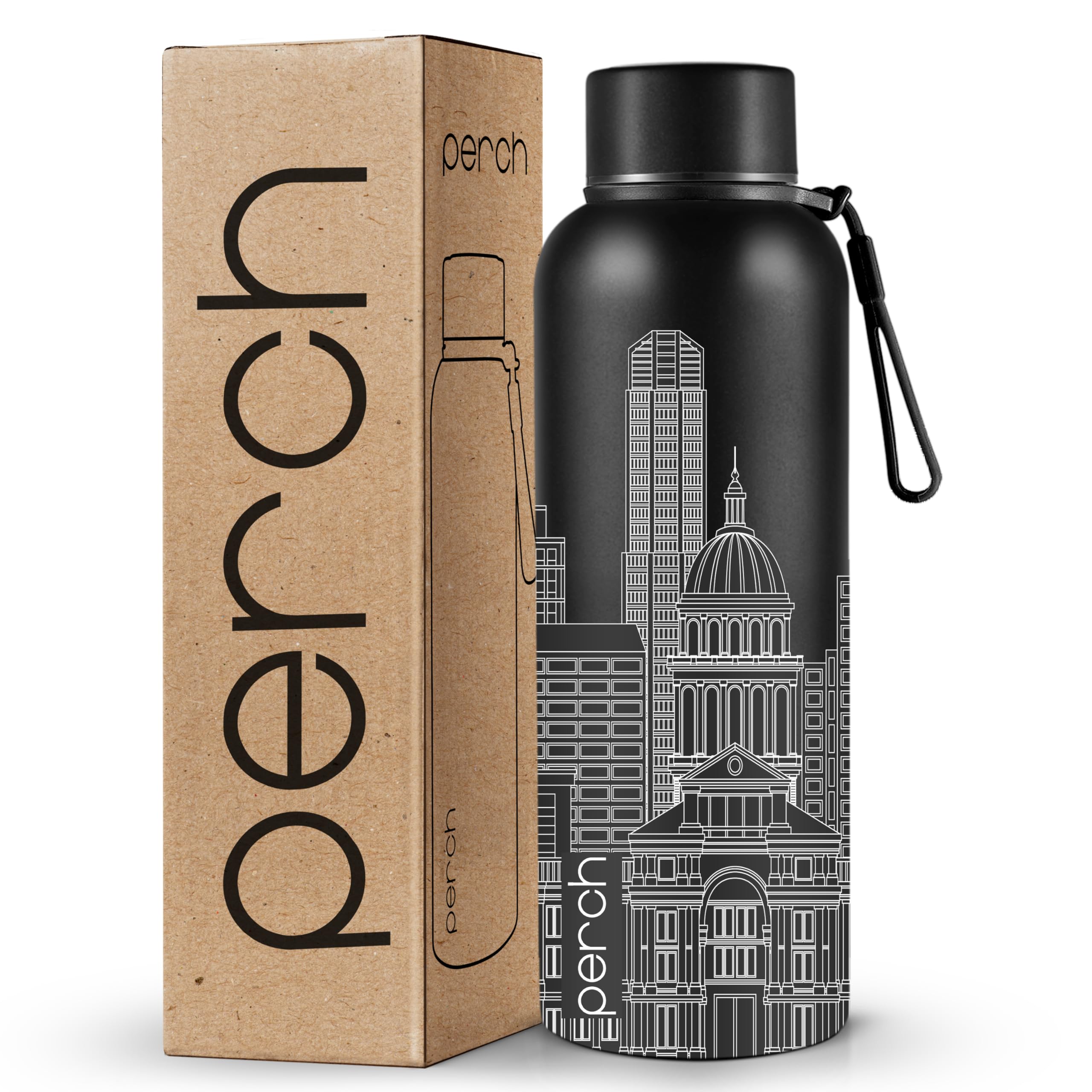 Perch Zenith ISI Certified Hot and Cold Steel Water Bottle 720ml, Vacuum Insulated Flask for Adults | BPA-Free, Leakproof | Easy to Carry Bottle for Office, School, Gym (Knight Black with UV Print)