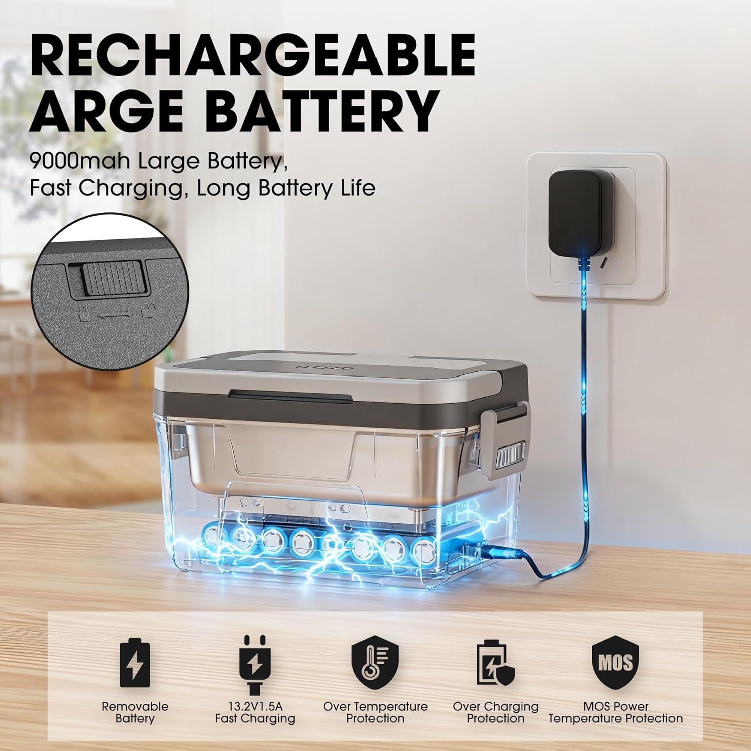 Cordless Electric Lunch Box for Adults with APP Control, 1.2L Portable Heated Lunch Box Battery Powered with Automatic Heating, Self-Heating Food Warmer for Work, 248°F Max, Leak Resistant - Image 7