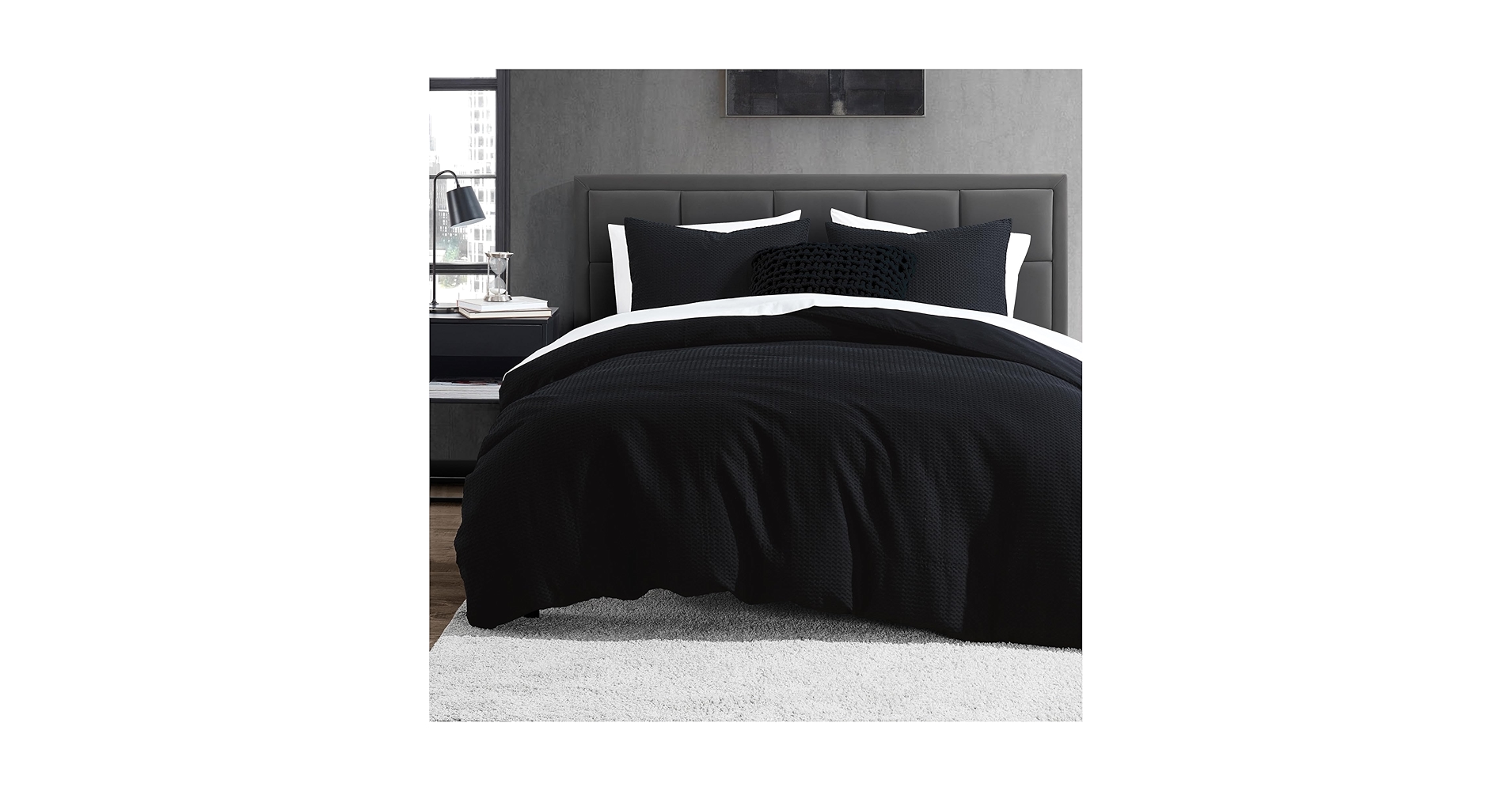 【新品】DKNY DUVET COVER 掛け布団 カバー 3点セット DKNY Pure Ribbed Gray Cotton Blend 3 Piece Duvet Cover Set