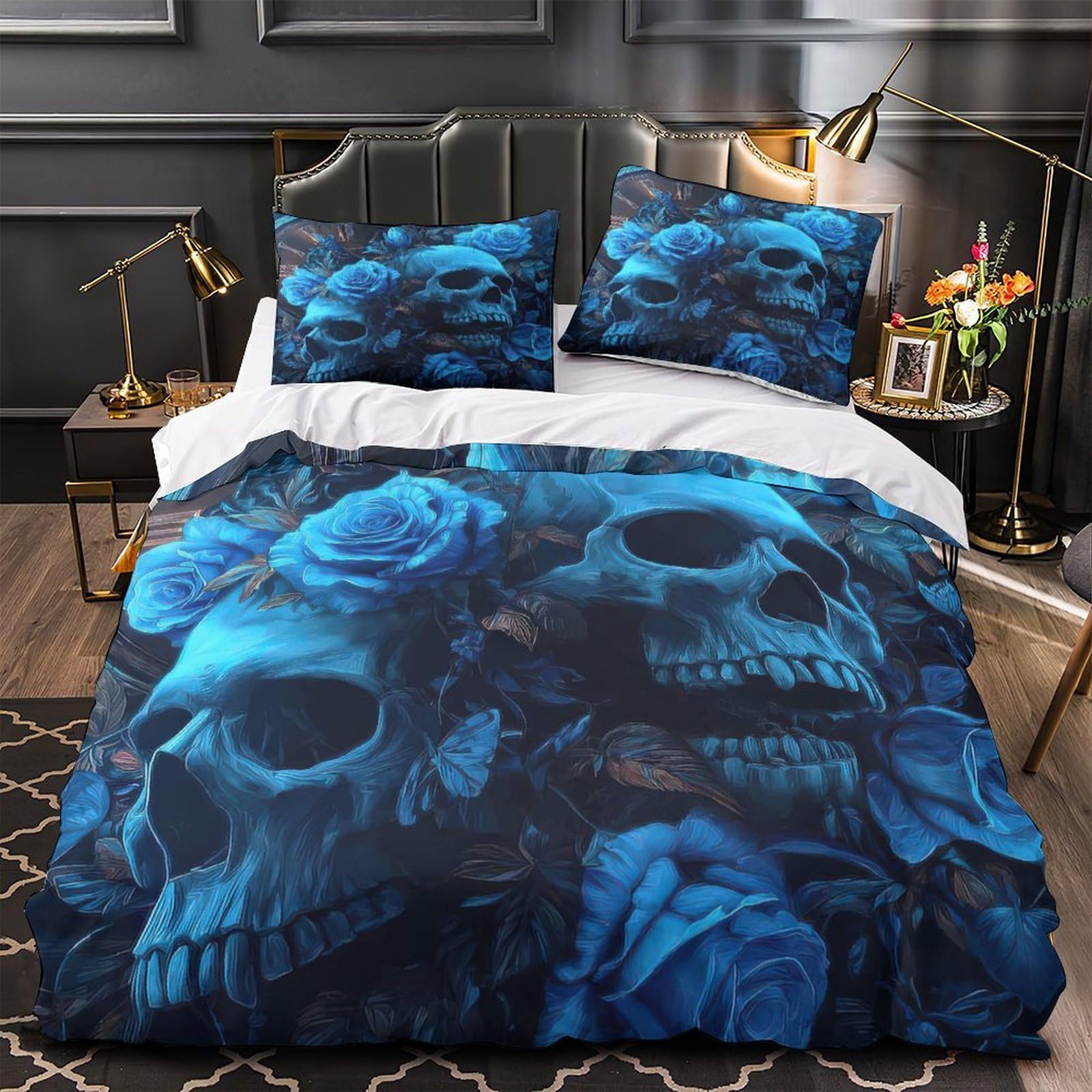 Housse de couette Épagneul Noir microfibre 220x240 parure de lit 3D King adulte enfant