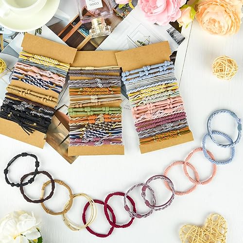 Miniatura 9 de Bouiexye Pulseras bohemias para el cabello para mujer, 24 pulseras de liga para el cabello, 6 estilos, accesorios para el cabello bohemio, 10