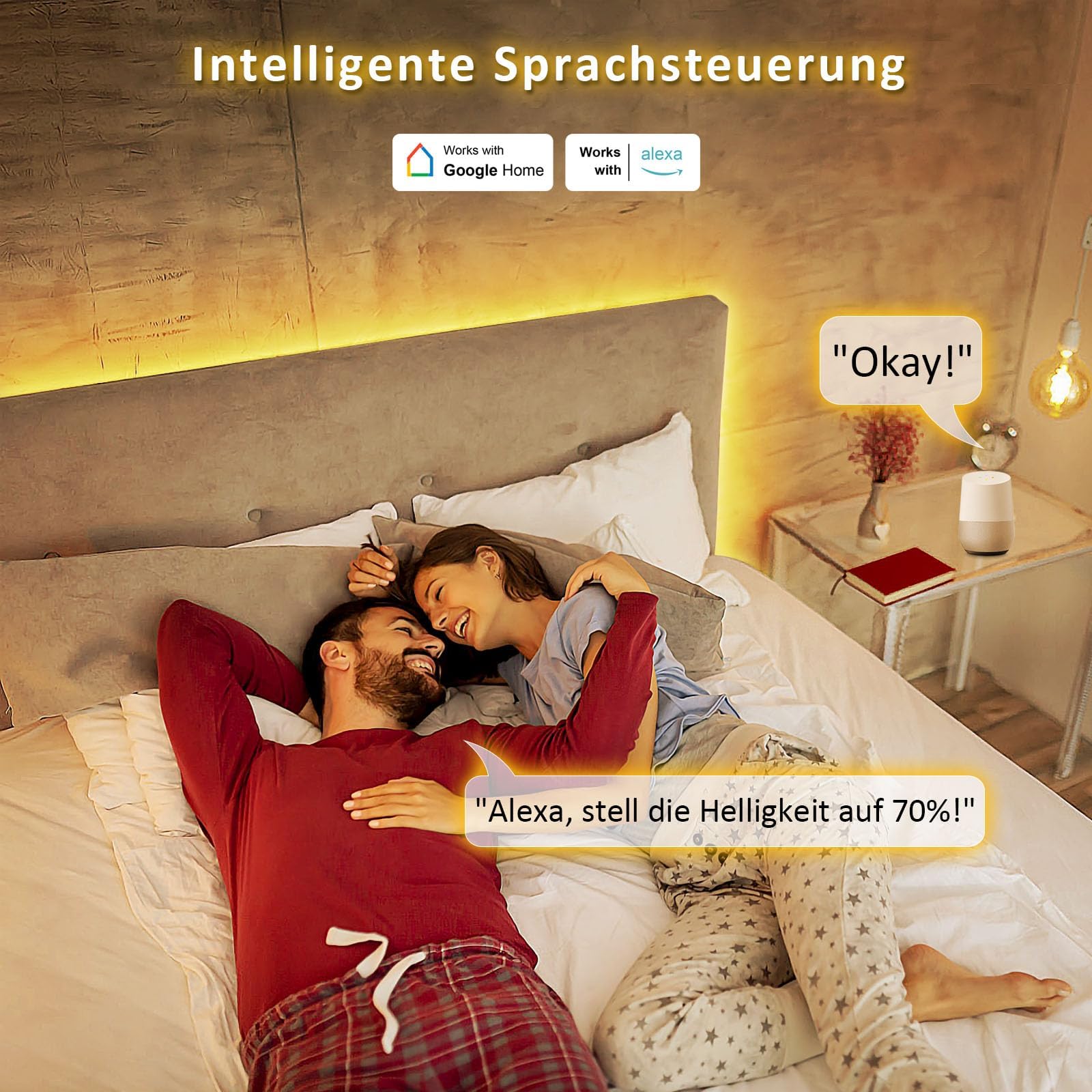 15M Wi-Fi LED Streifen COB - Warmweiss | 24V Mit Fernbedienung, Dimmbar, Timing Funktion, Musik-Sync, Dekoration für Küchenschränke, Feiertage