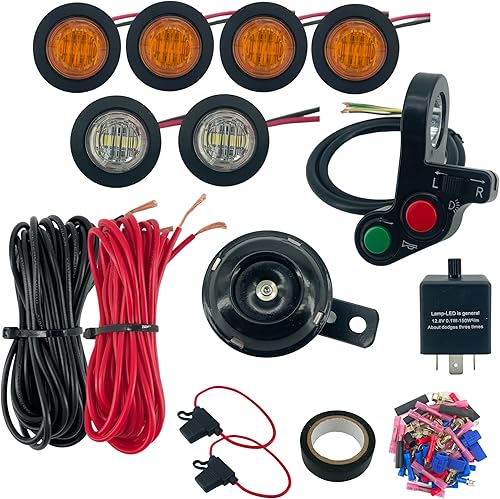 Kit universal de señal de giro para ATV UTV SXS con bocina, kit legal para calle, interruptor de pulgar en el manillar con luces LED, relé