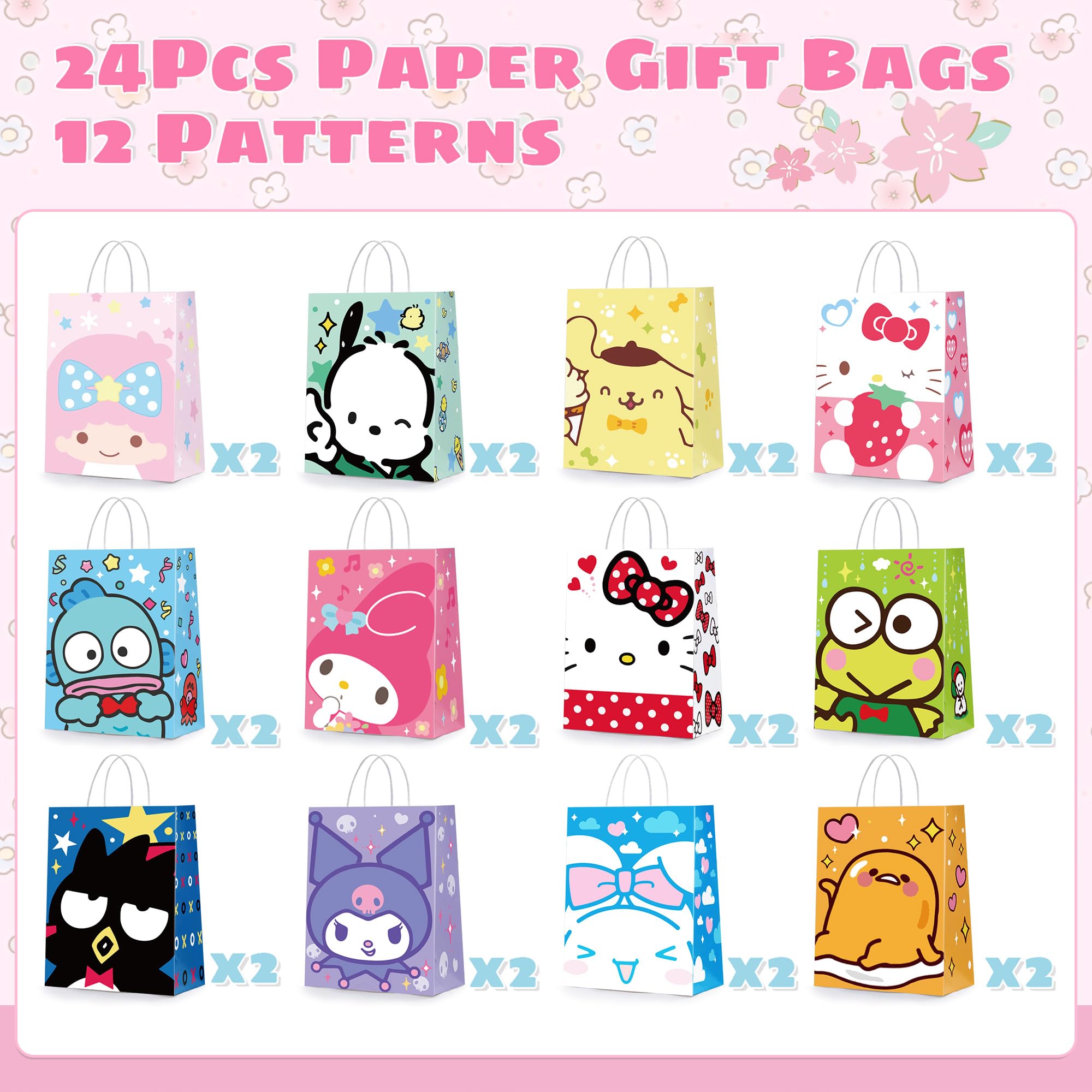 24 bolsas de regalo de fiesta, bolsas de regalo de fiesta, suministros de fiesta de cumpleaños, bolsas de regalo de papel kraft con asas, bolsas de regalo de fiesta para decoración de cumpleaños de