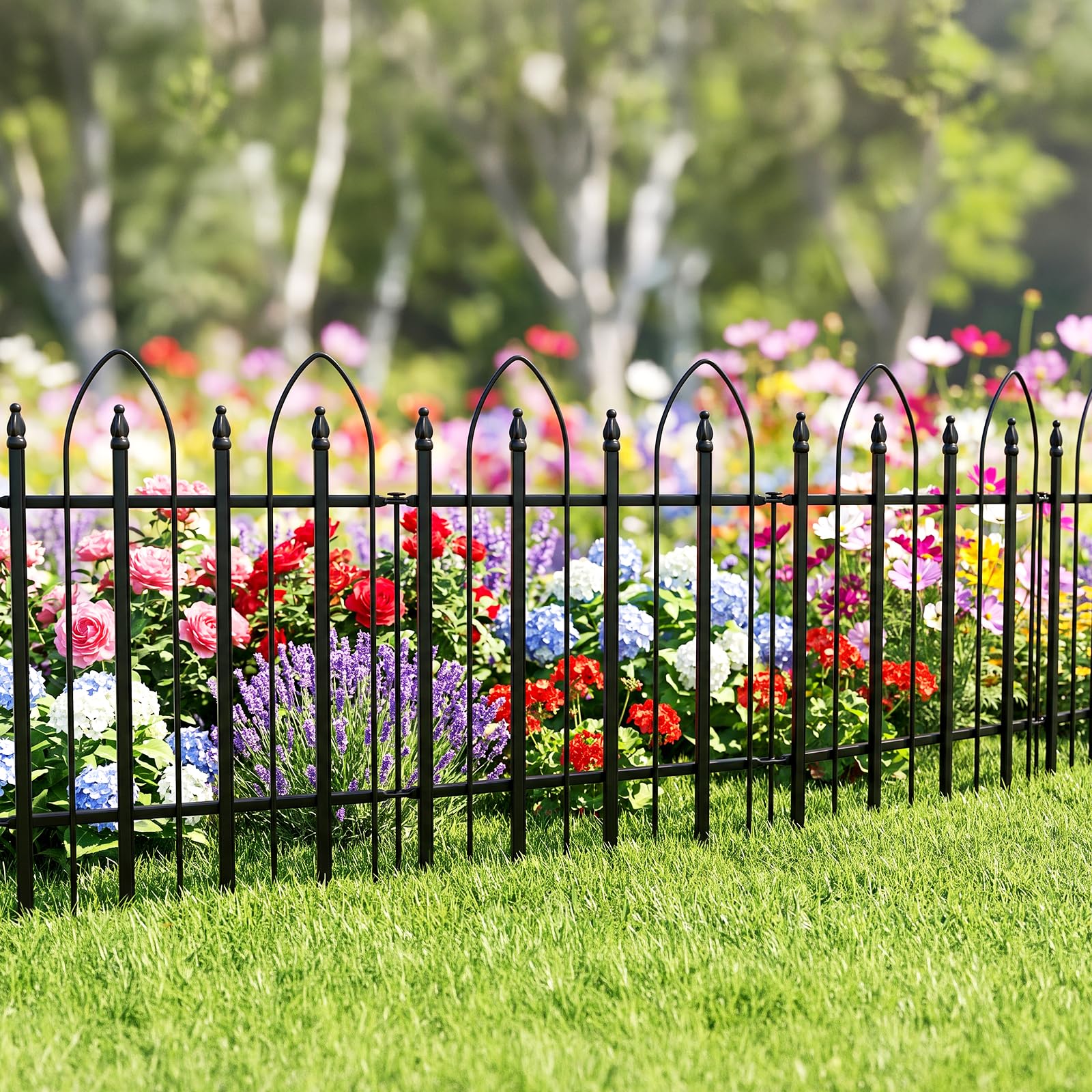 Thealyn Clôture de Jardin décorative en métal -61 H * 61 L cm * 5 Panels- Clôture Pliante pour Chien, Animal de Compagnie, Parterre de Fleurs, Cour, barrière pour Animaux