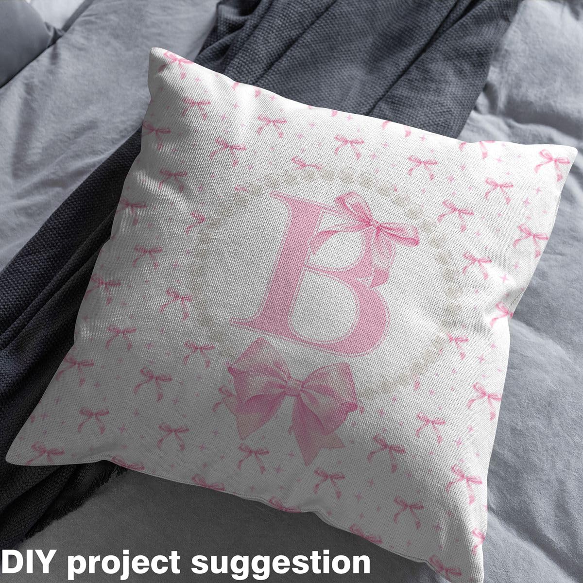 Süß Rosa Schleifen Stoff 276x150cm Anfangs Letter B Stoffe zum nähen Pearl Schleifen Tie Stoff Meterware Prinzessin Schleifenknot Dekostoff Wasserdicht Polyesterstoff Quilten Reparatur