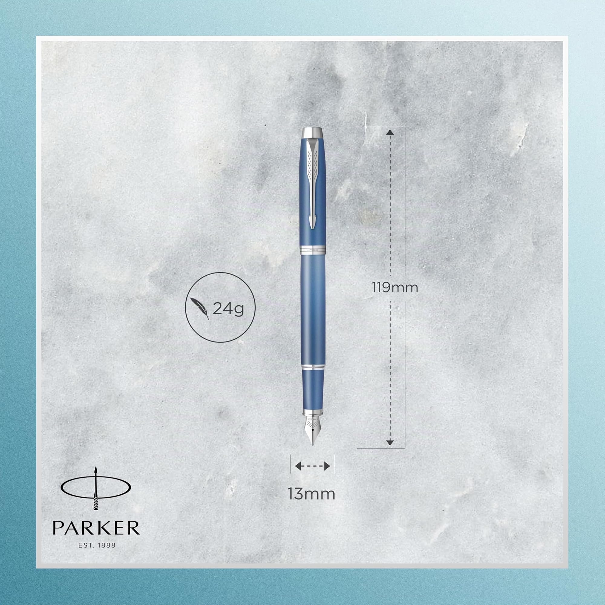 Parker IM Writing Rituals Penna stilografica | finitura blu rilassante con sfumatura e puntale cromato | punta fine | inchiostro blu | confezione regalo
