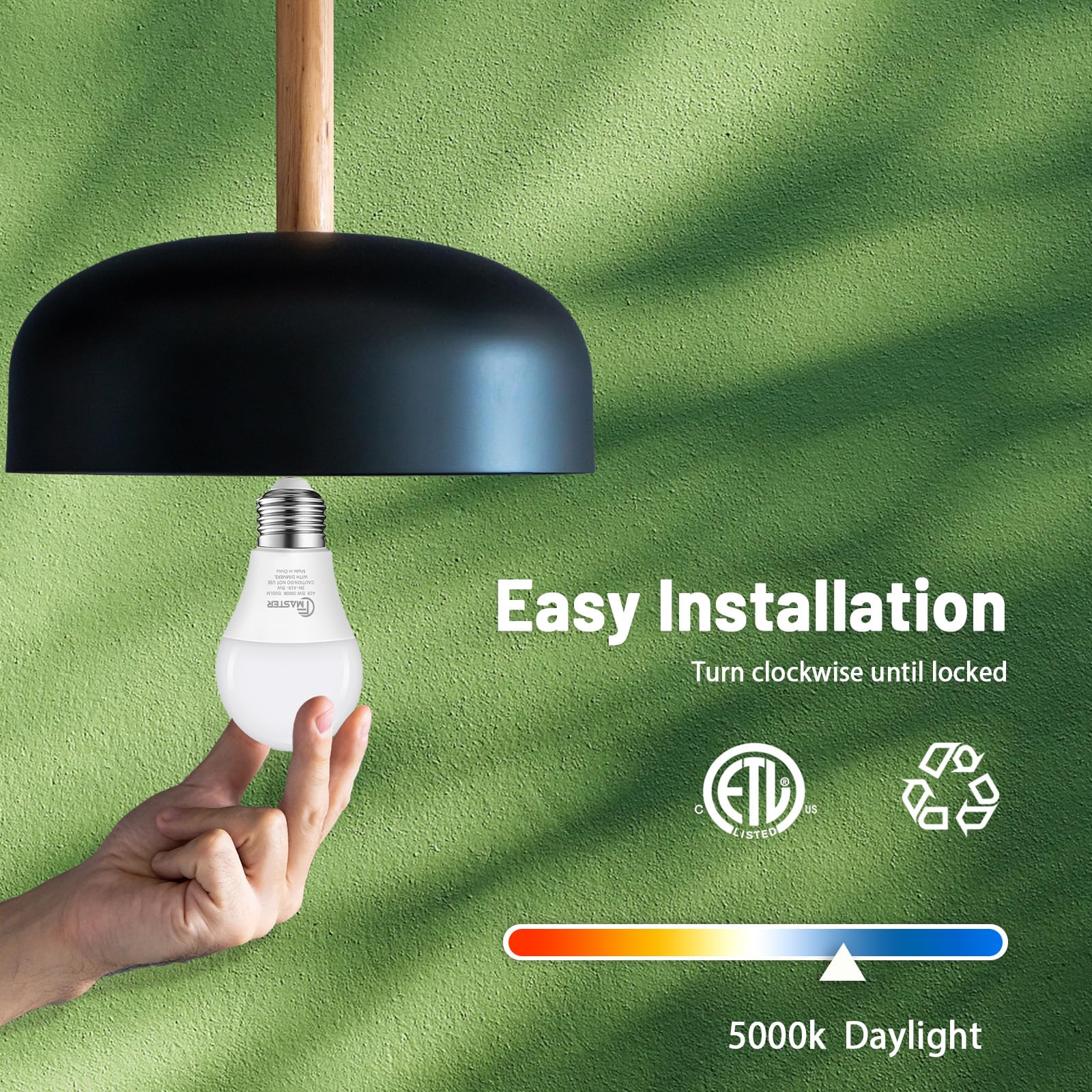 A19 LED Light Bulb 100W Equivalent Light Bulbs 15W 5000K Daylight 1500 Lumens Non-Dimmable LED Bulb E26 Standard — view 9