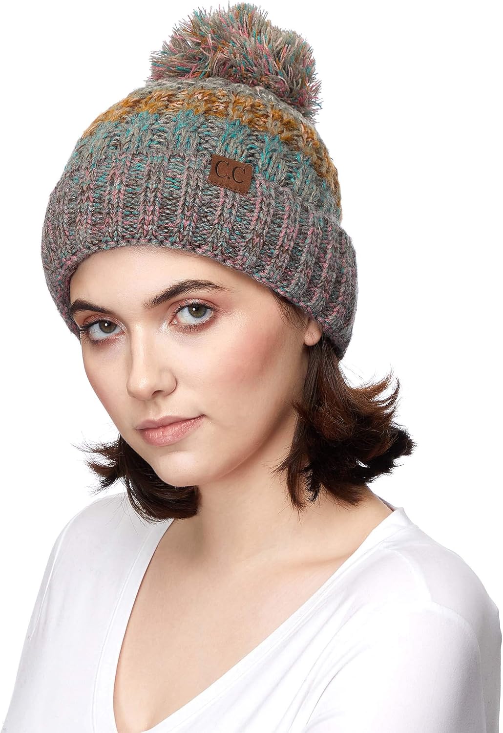 C.C Exclusives Women's Winter Seed Stitched Confetti Pom Beanie Hat (HAT-1816)(HAT-2214)(HAT-2085)(HAT-3841) - Image 4