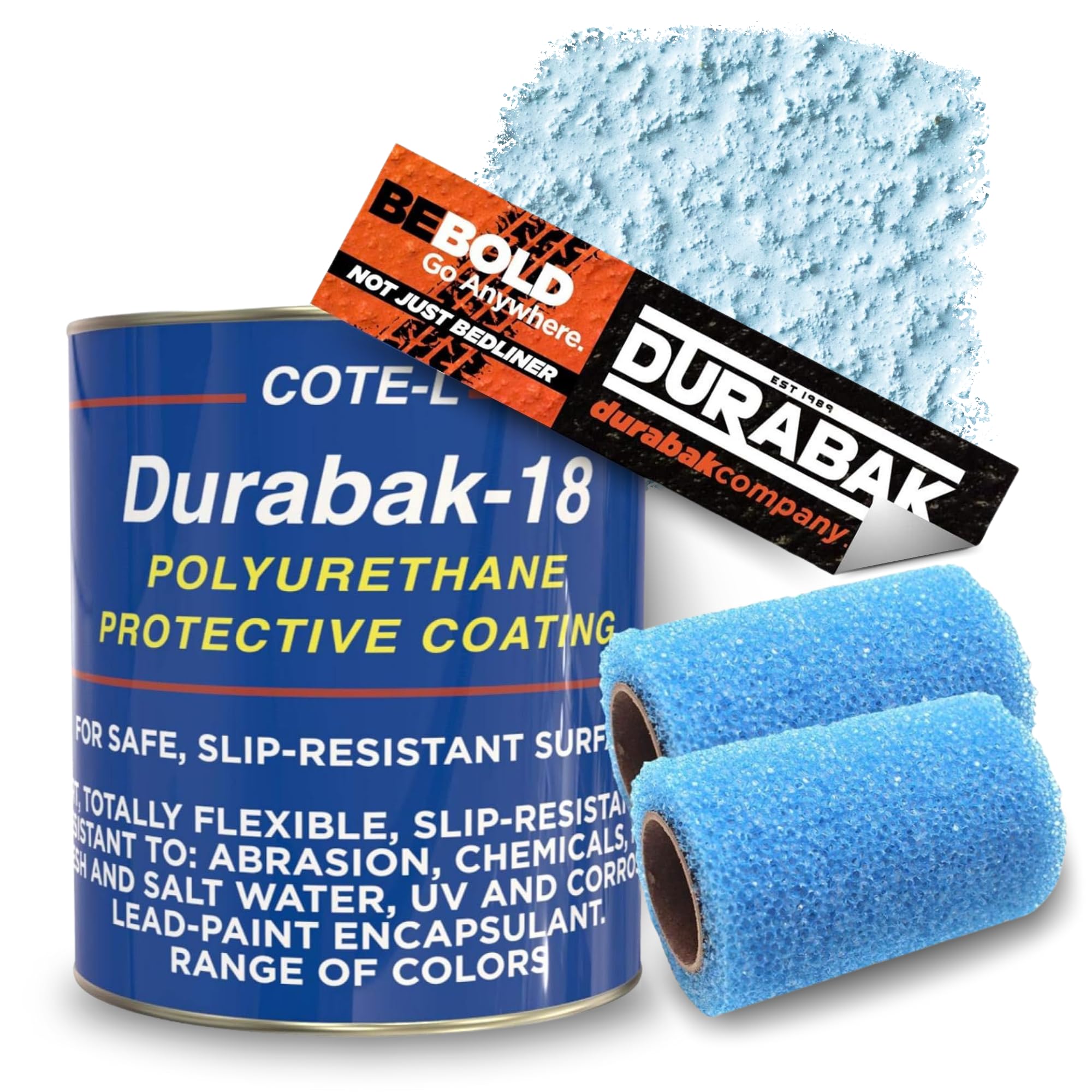 18 Textured Truck Bed Liner Gallon KIT - Roll On Coating | DIY Custom Coat for Bedliner and Undercoating, Auto Body, Automotive Rust Proofing, Boat Repair (Gallon, Light Blue)