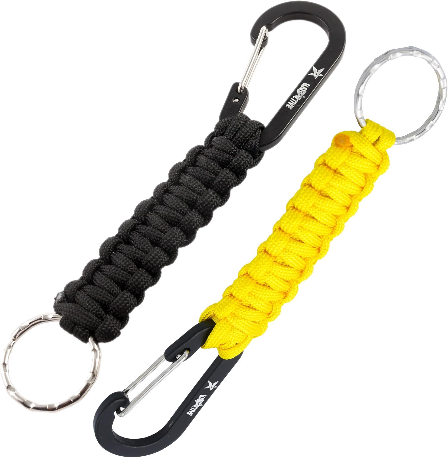 KADACTIVE Paracord Keyrings with Carabiner Keyring Clip - 2 Pack keyrings for Backpack, Survival, Camping - Paracord Key Chain Key Holder - Key Lanyard for Men - car Keyring
