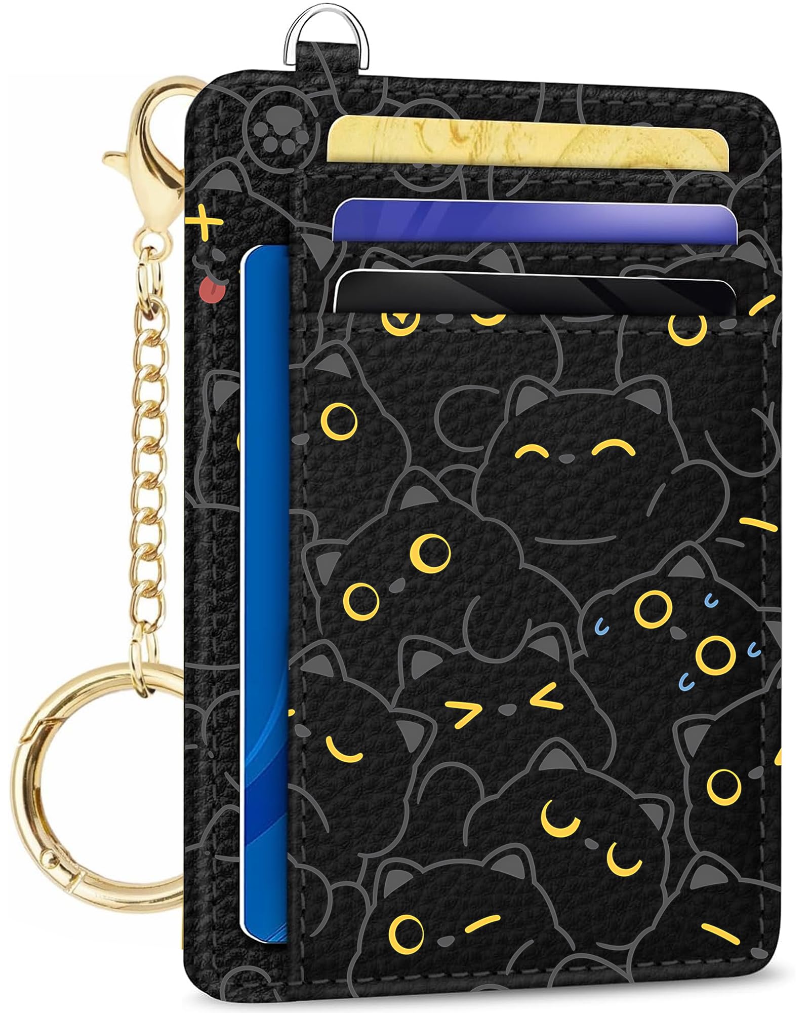 METALPHA Credit Card Holder Slim Wallet, Small Wallets Woman RFID Wallet Women, Front Pocket Cute Funny Mini Thin ID Card holders (winking kitty)