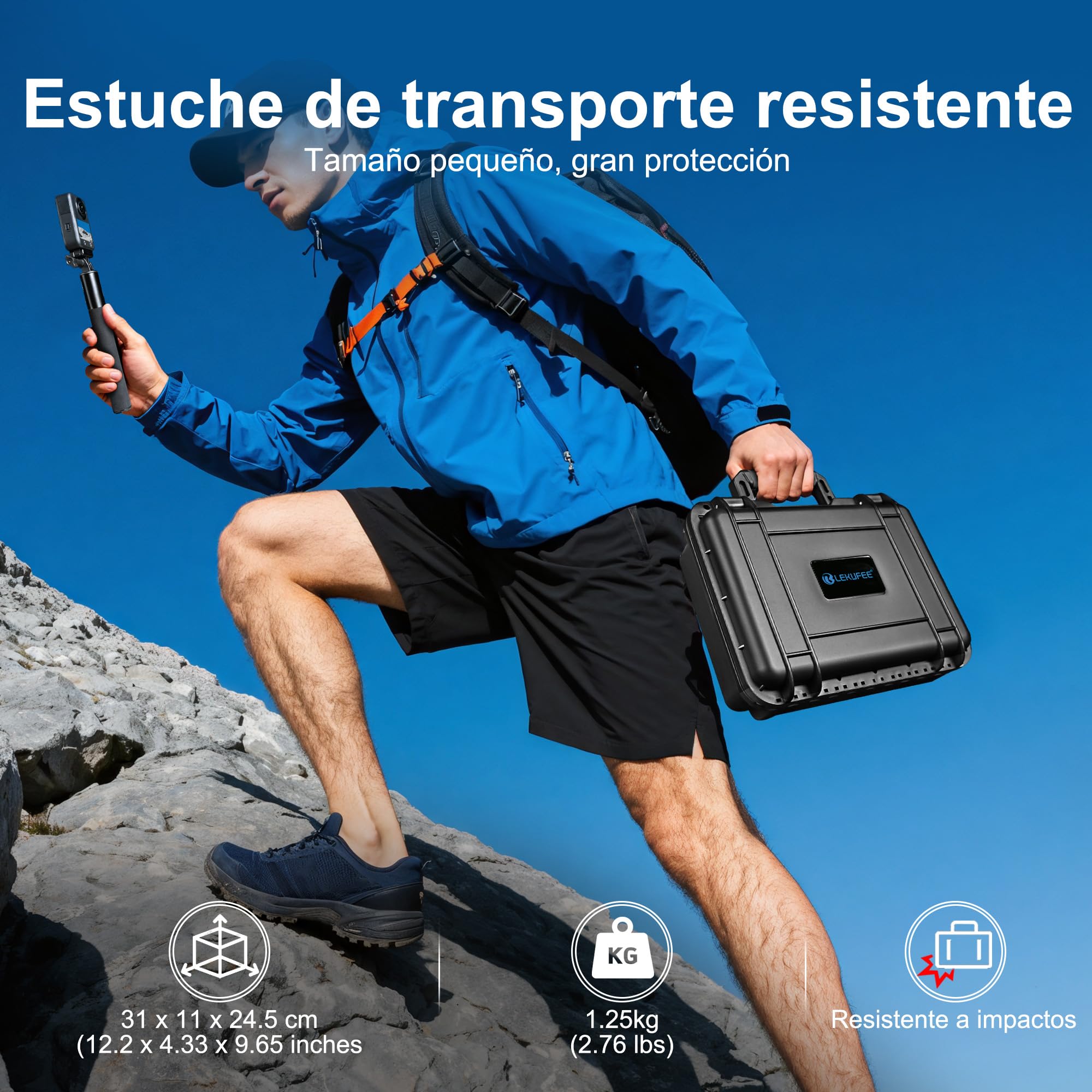 LEKUFEE Maletín Rígido Impermeable para dji Osmo 360, Pack Aventura Osmo 360,Estuche de Carga dji Mic 3/2/Mic Mini,Más Accesorios (Solo Estuche)