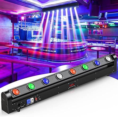 Barra de luz para DJ con cabezal móvil, 120 W, 8 LED Beam RGBW, luz de cabeza móvil, haz estroboscópico lavado 3 en 1 barra de luz de escenario