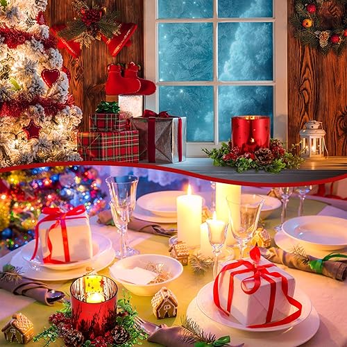 Miniatura 5 de Sliner 4 portavelas de cristal de Navidad de 4.7 pulgadas, portavelas votivas de Navidad, anillo de bayas con piña para centros de mesa y decoración