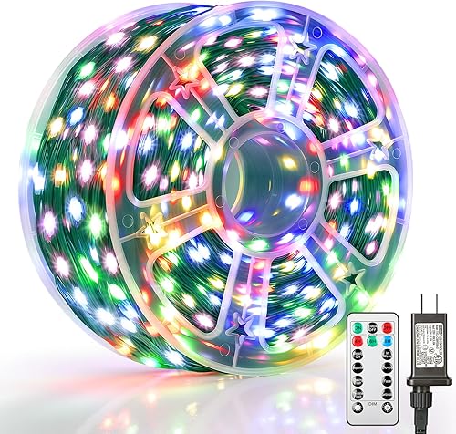 Mlambert 1500 luces LED de Navidad de 492 pies, luces de hadas regulables impermeables para exteriores con control remoto, 8 modos de iluminación