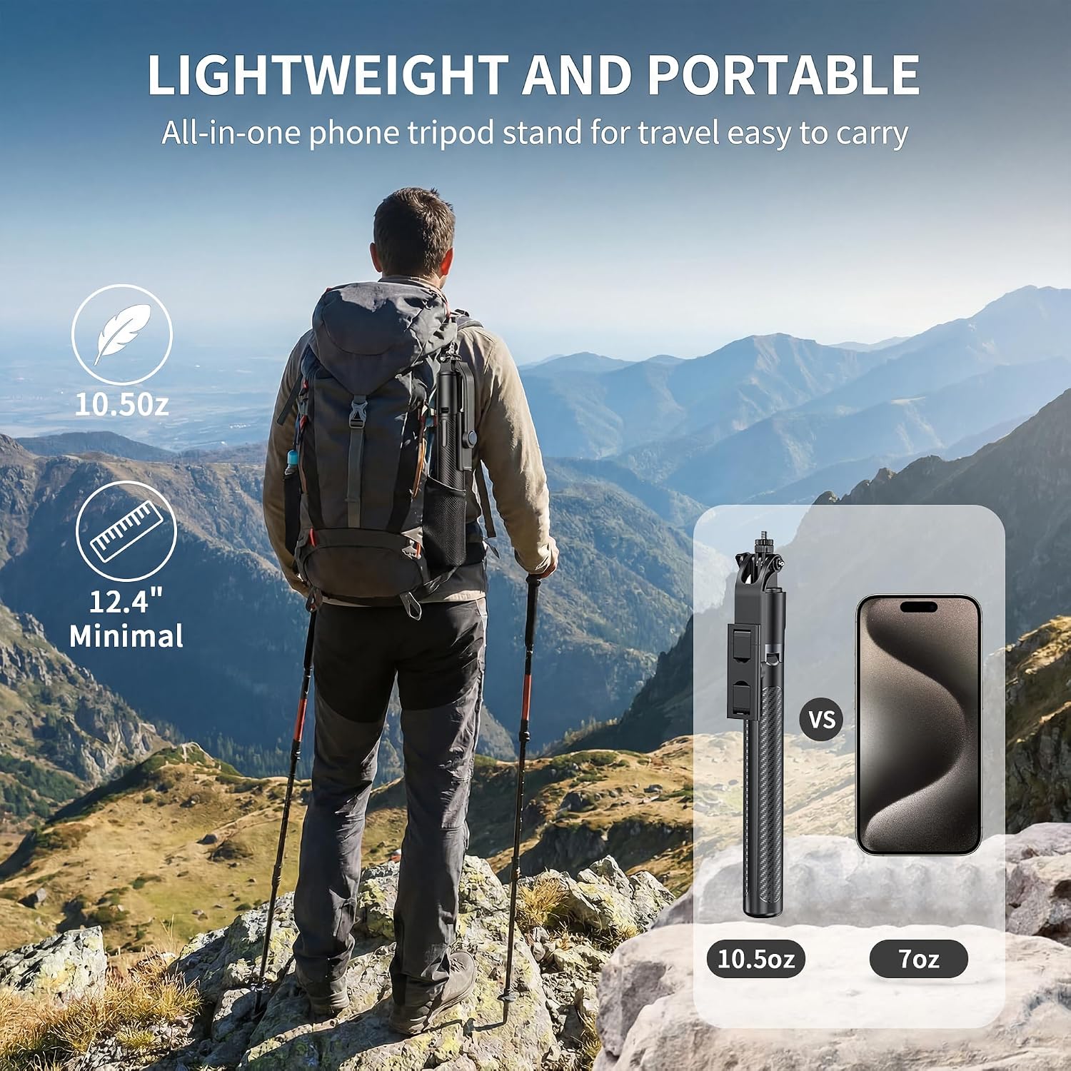 74" Phone Tripod Selfie Stick, All in One Extendable Cell Phone Tripod with Wireless Remote, 360° Rotatable Portable Travel Tripod Stand for iPhone Samsung Android Camera, Video Recording & Vlogging