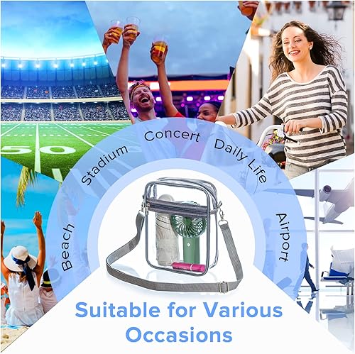Miniatura 7 de YULIYULI Bolso cruzado transparente aprobado para estadios, bolsa de concierto transparente para mujeres, para festivales, conciertos, eventos