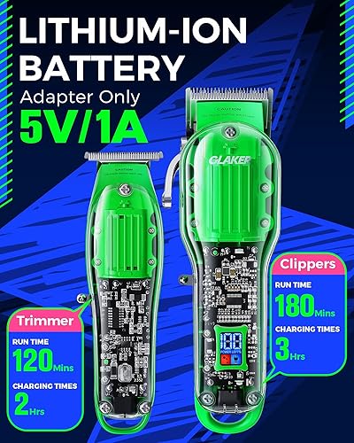 Miniatura 5 de GLAKER Cortapelos profesionales para hombres, juego de cortadoras y recortadoras inalámbricas, kit completo de peluquería para recortar el cabello y